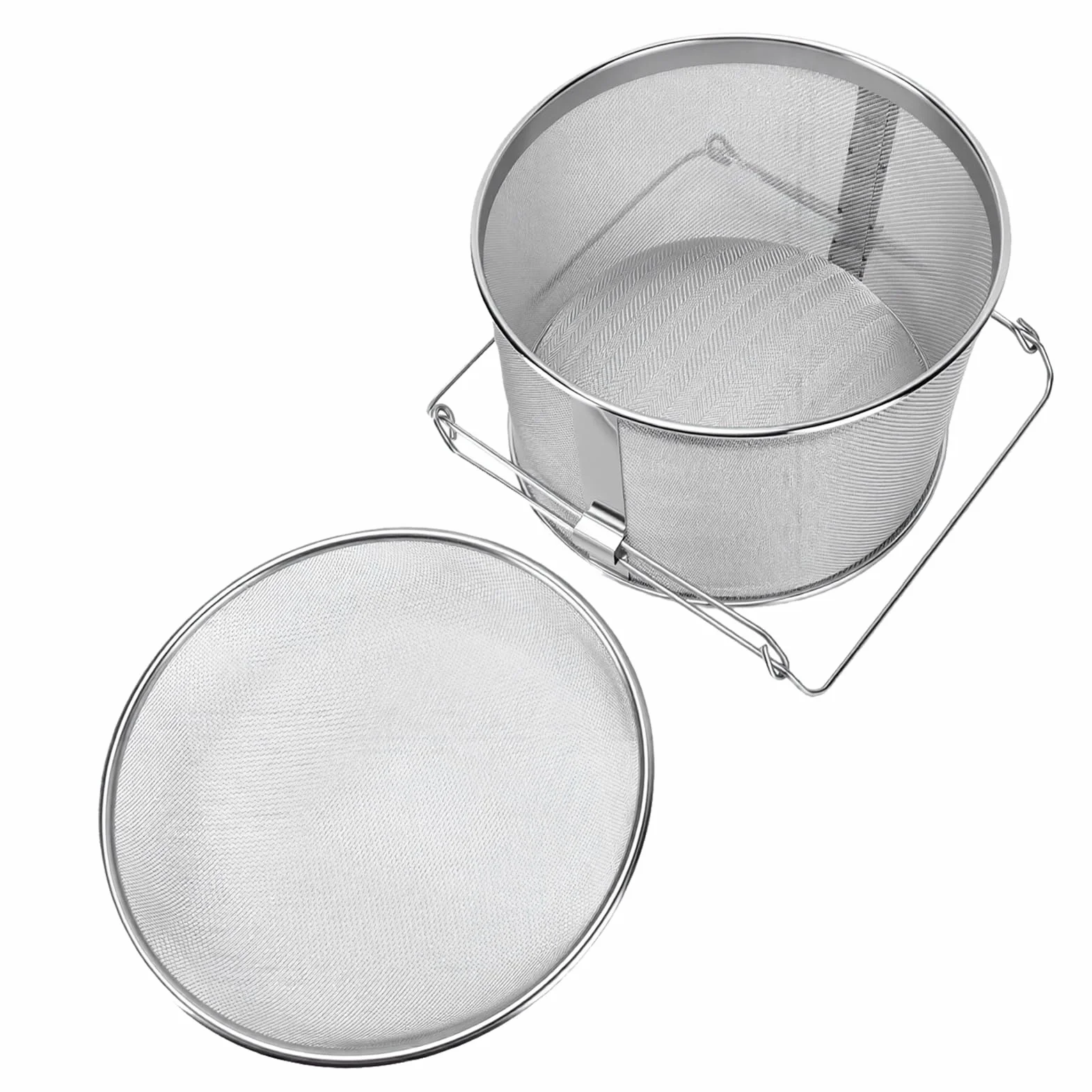 banapoy Colador de Miel de Acero Inoxidable, Filtro de Malla de Doble Tamiz para Equipos de Apicultura, Filtro de 2 Capas de Acero Inoxidable 304 para Cosecha de Miel