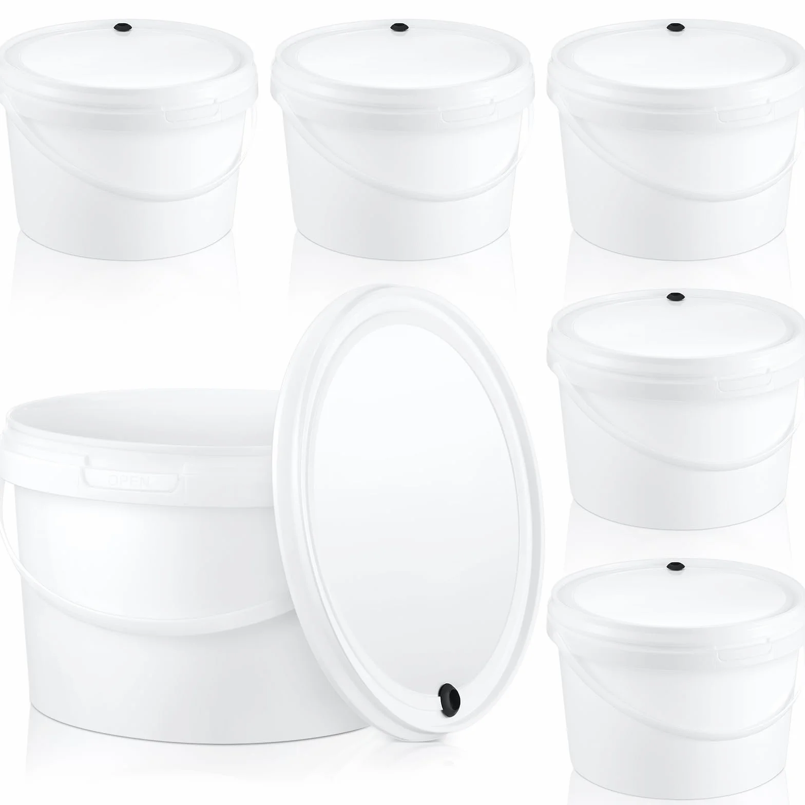 Hushee 6 cubos redondos de fermentación de 1 galón con tapa, fermentación de grado alimenticio, fermentador de vino para cerveza, vino, sidra, bebidas fermentadas