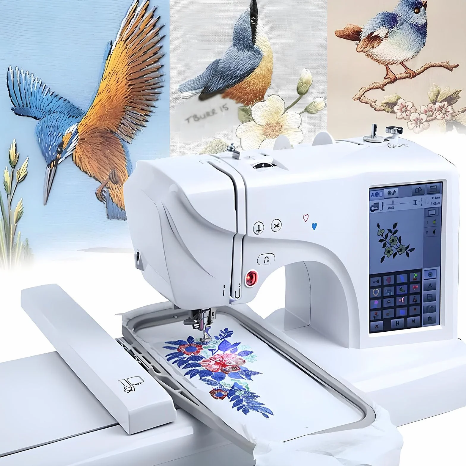 Máquina Coser Y Bordar Computarizada para Hogar,162 Puntadas,Transferencia USB,Cambio 11 Idiomas,Máquina Bordar con Pantalla Digital 7 Pulgadas