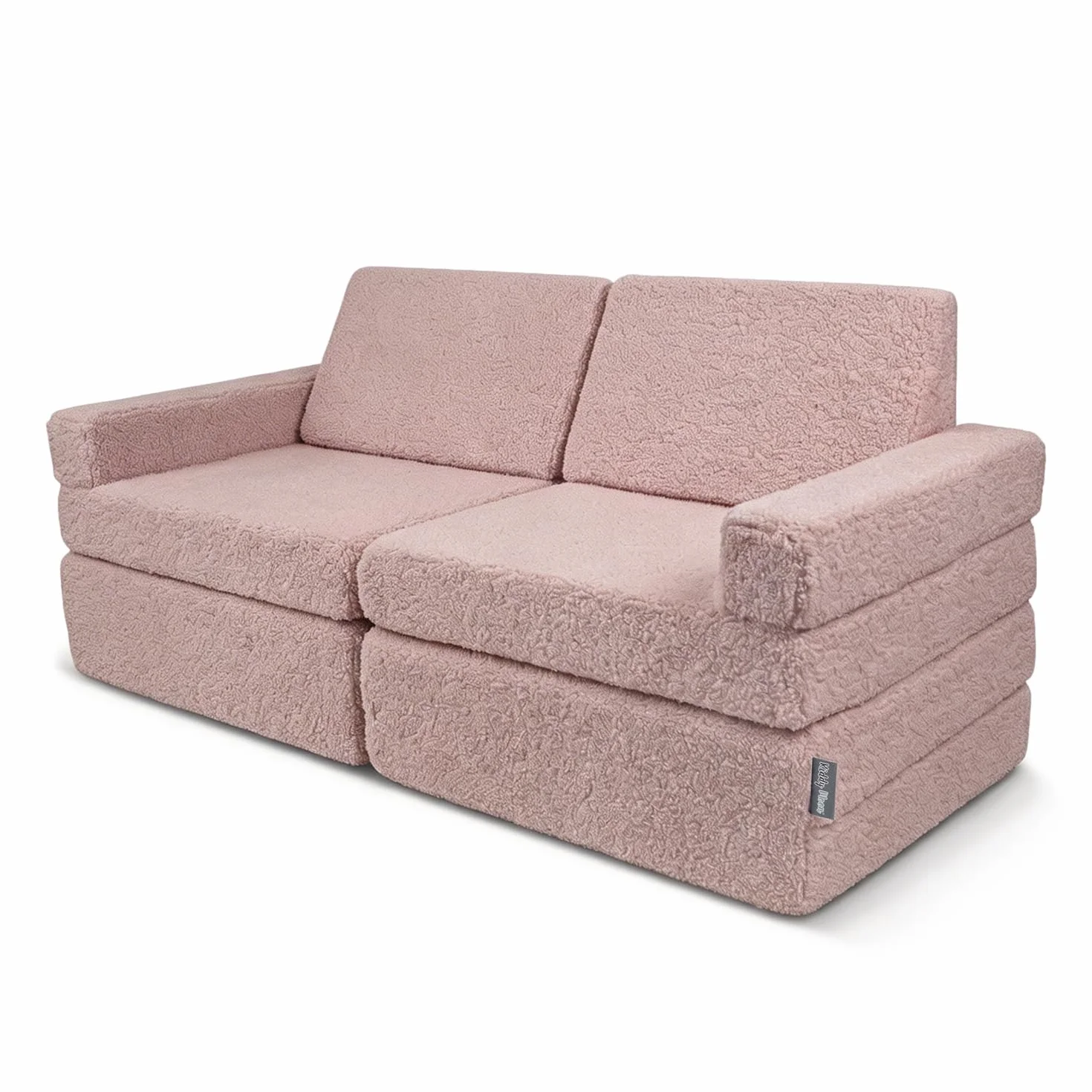 KiddyMoon Sofás Plegables para Niños Funda De Peluche Teddy Sillón Colchón Infantil Plegable, Rosa,Sofás