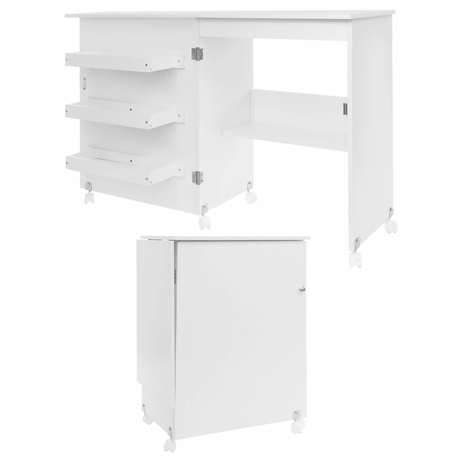 Mesa plegable para máquina de coser 2 en 1, mesa de coser plegable, mesa multiusos con 5 ruedas, para estudios y talleres