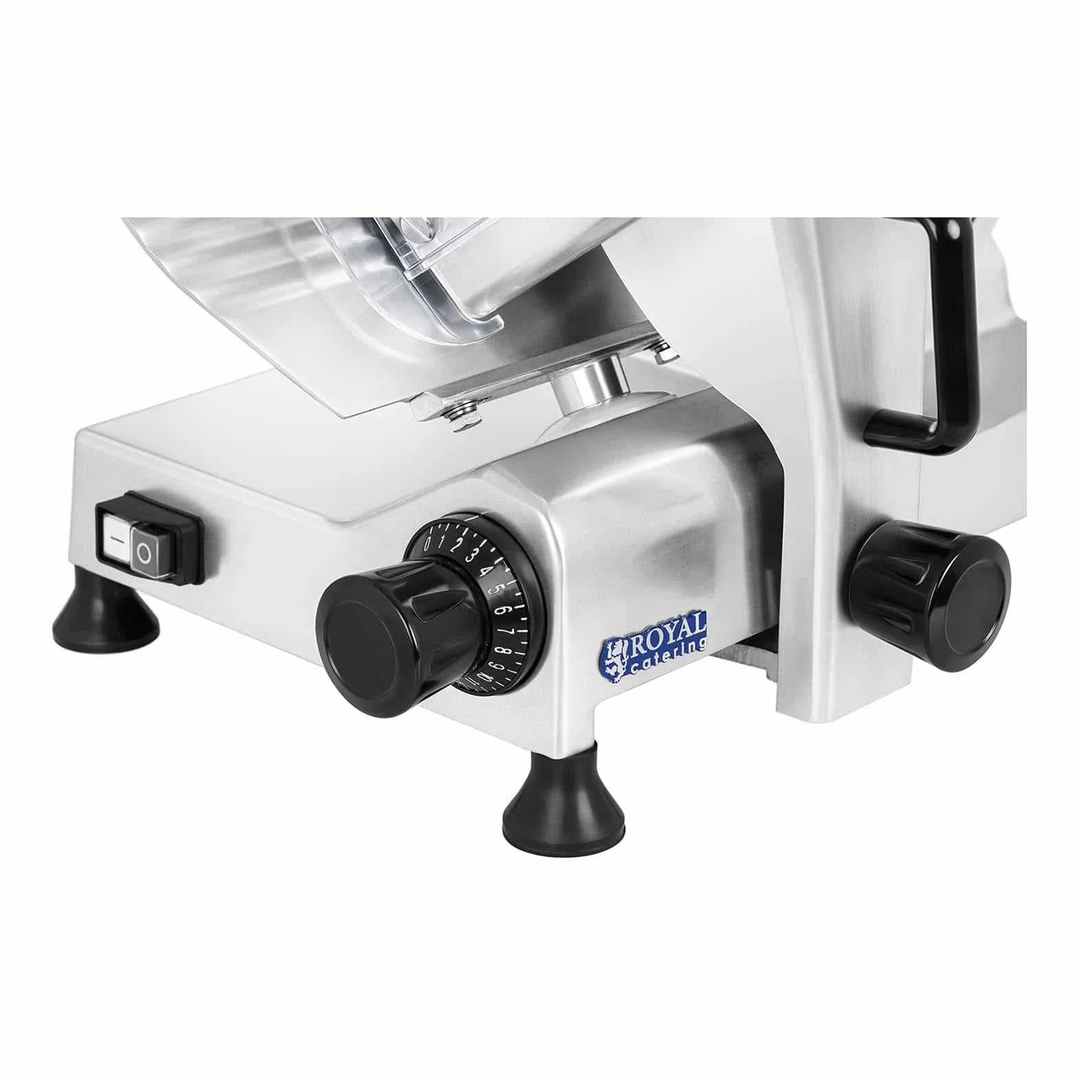 Royal Catering Cortafiambres Cortador De Fiambres Para Carnicería RCAM-300PRO (Cuchilla: Ø 300 mm, Corte hasta 15 mm, 280 W, Con afilador)