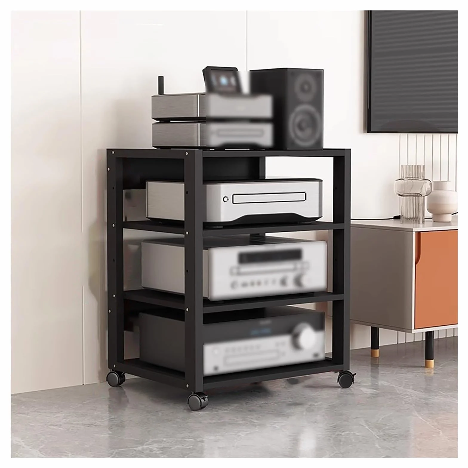mueble equipo hifi Estante For Componentes De Audio Y Vídeo De 3/4 Niveles, Estante Esquinero, Soporte Multimedia, Gabinete Receptor Estéreo, Unidad De Almacenamiento For Reproductor De CD For El Hoga