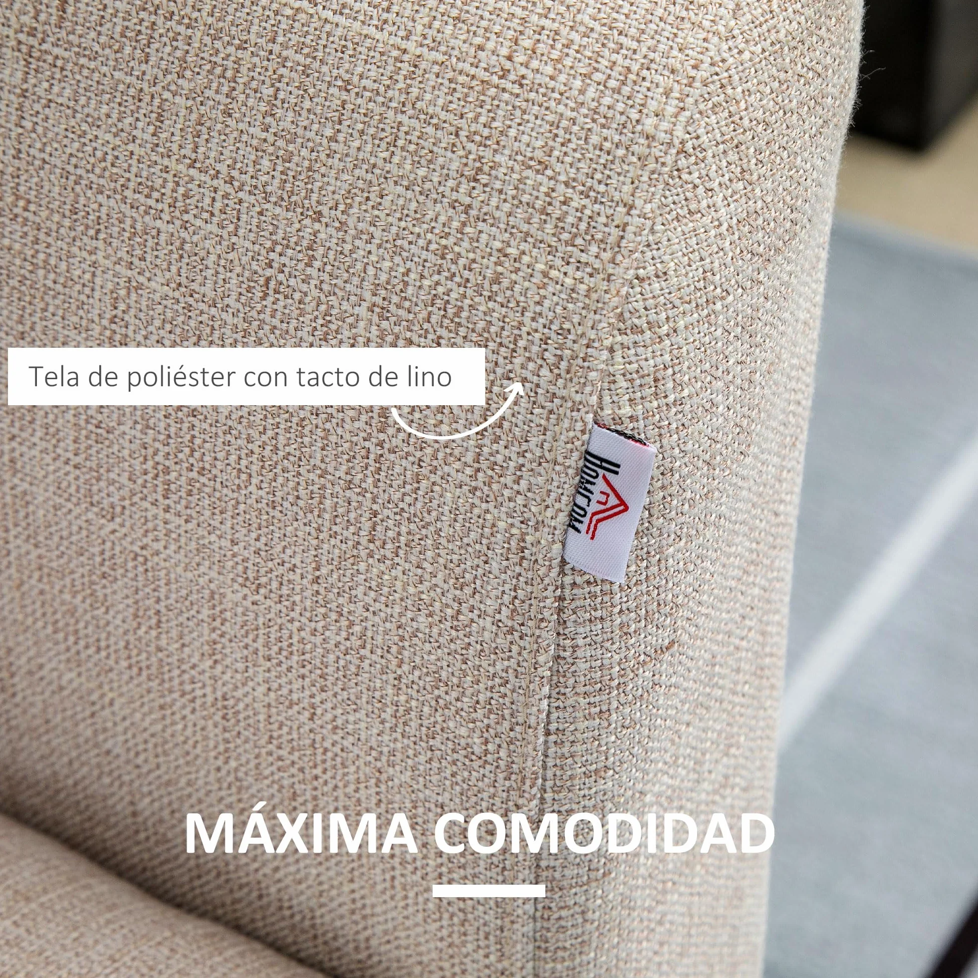 HOMCOM Puff Almacenaje Banco Almacenaje Tapizado en Lino Sintético con Tapa Abatible y Patas de Madera para Dormitorio Salón Entrada Carga 120 kg 120x45x54 cm Beige