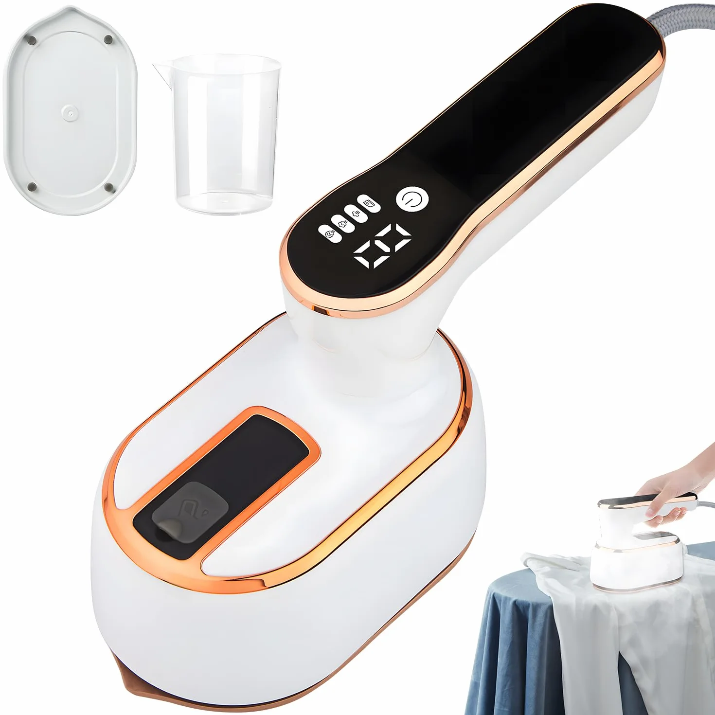 Upgrade Saker plus Plancha de vapor, 3 niveles de vapor, vaporizador 2 en 1 y plancha, planchas profesionales de viaje de vapor resistentes para ropa, adecuadas para lana, seda, ropa de punto, lino