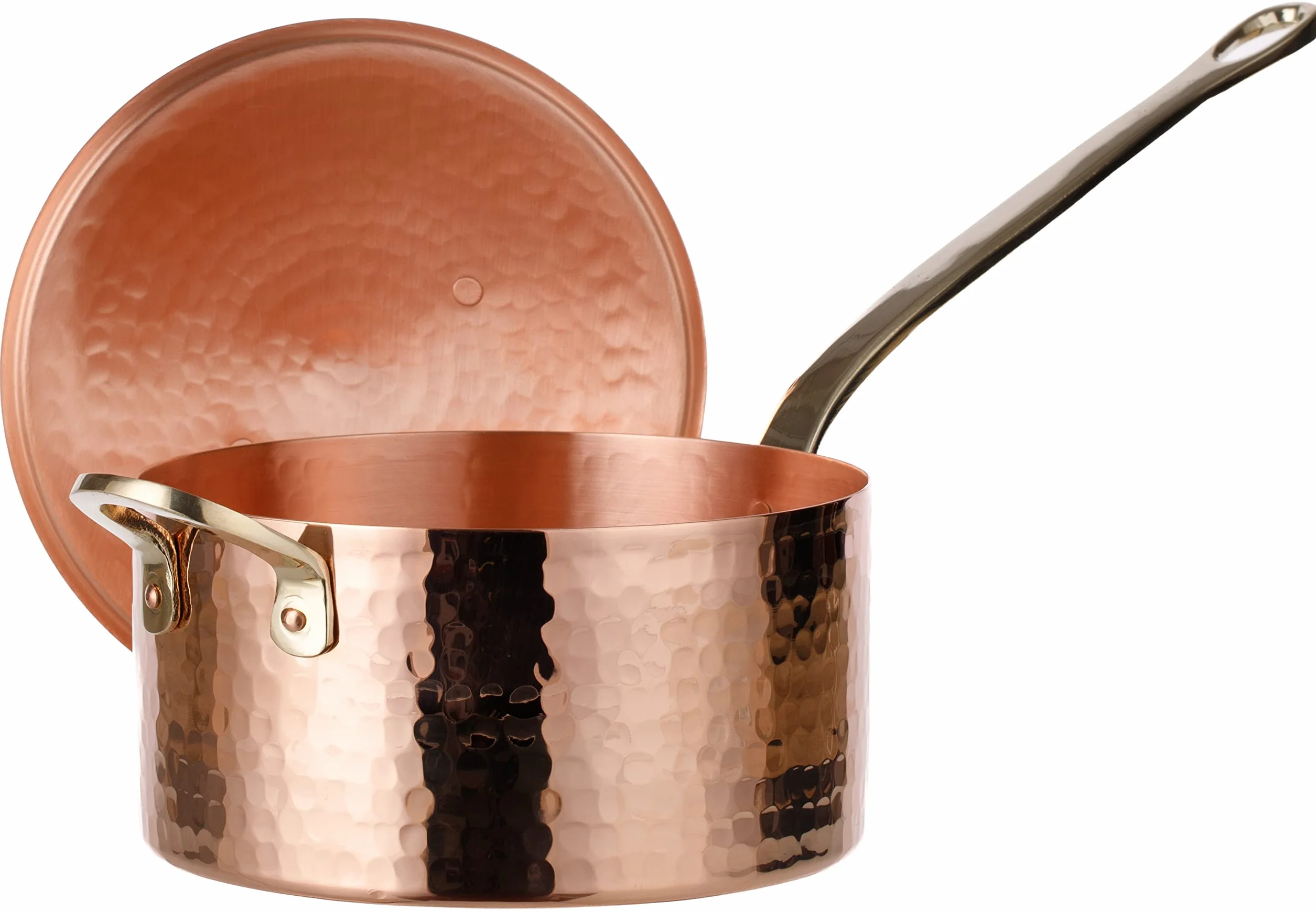 New DEMMEX 1.2mm Thick Hammered Copper Sugar Sauce Zabaglione Pan with Helper Handle, (1.7-Quart) by DEMMEX
