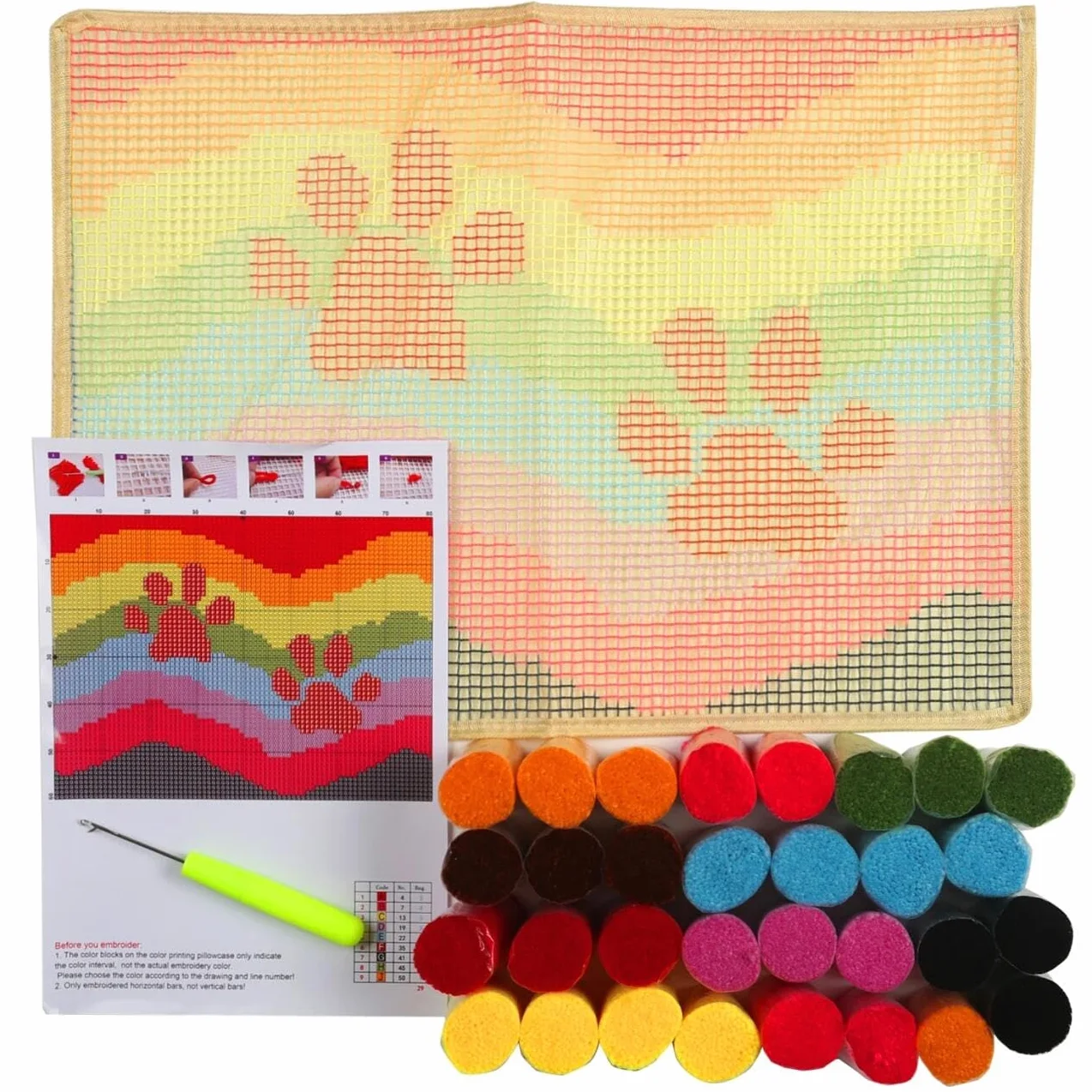 Animal Diy Kit Manualidades Alfombra Samoyedo De Dibujos Animados Kits De Ganchillo Para Hacer Alfombras，Juego De Bordado,Kit De Ganchillo Para Principiantes，Manualidades De Costura P 21x29in