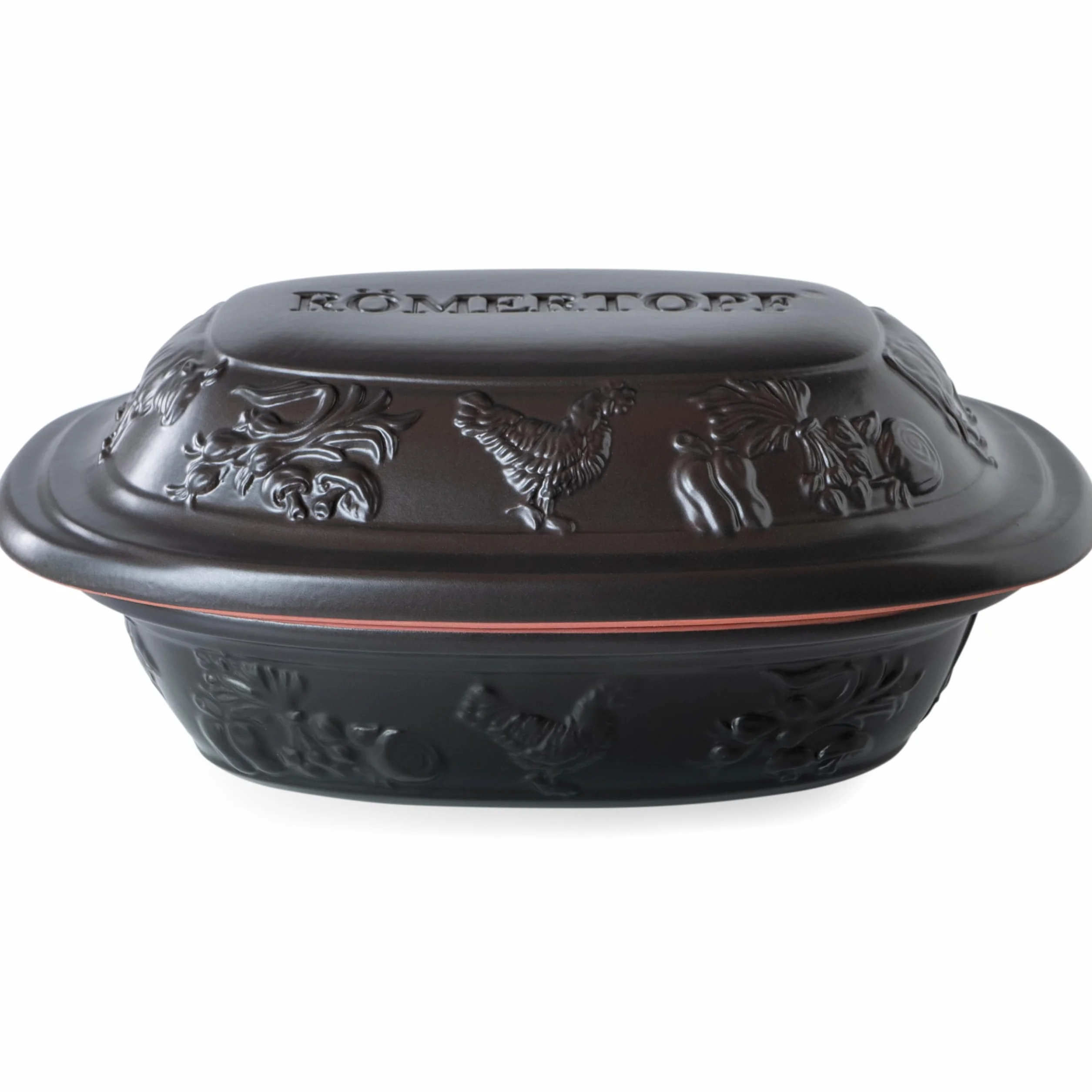 Römertopf RUSTICO – Cazuela individual de cerámica con tapa, 1,2 L para 1 persona, para guisar y asar, apta para horno y lavavajillas, negro