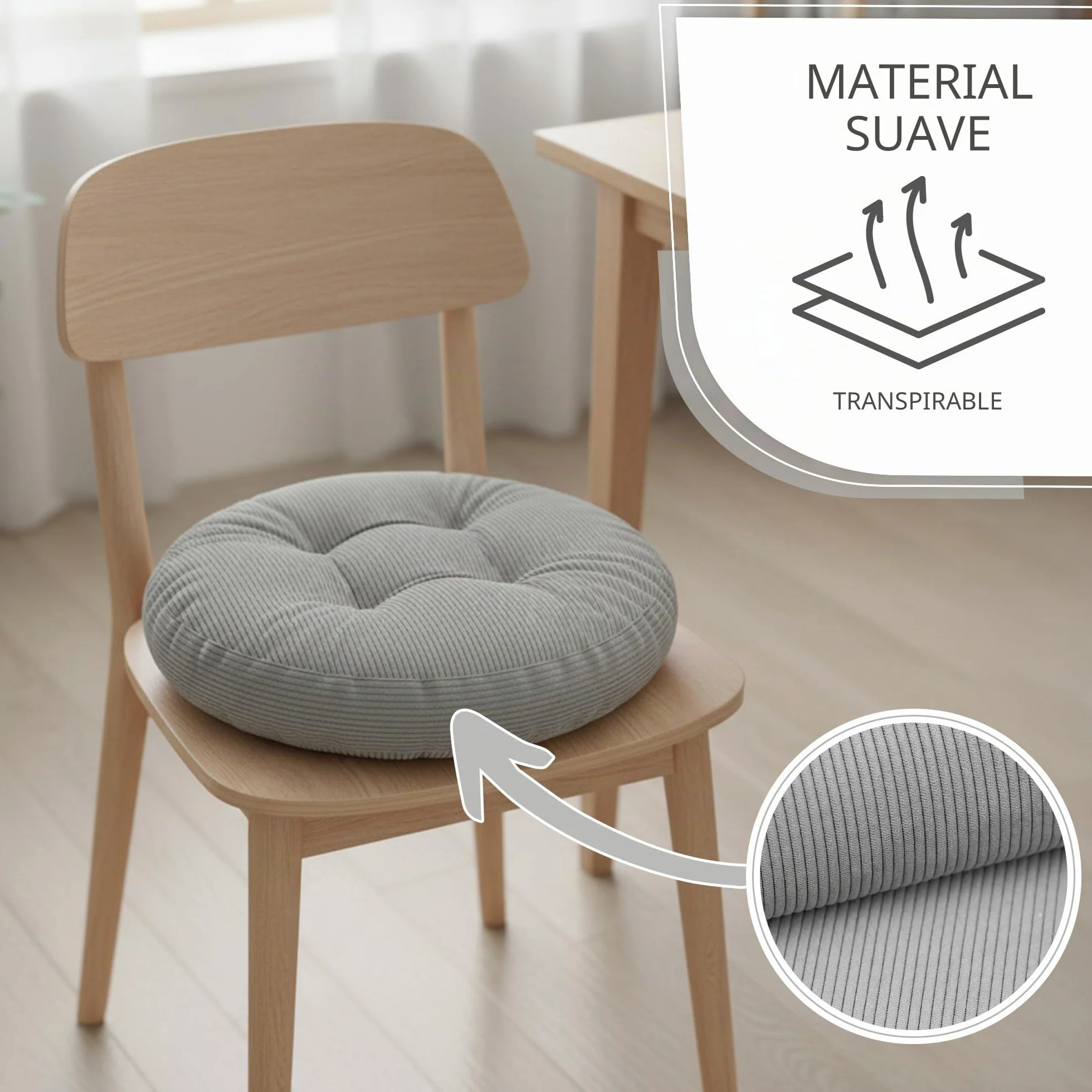 Amazinggirl Cojín Silla Comedor Redondo 40 cm - Juego de 4 Cojines para sillas Cocina Interior Asiento Acolchado Estilo escandinavo Suave Lavable Terciopelo acanelado Verde