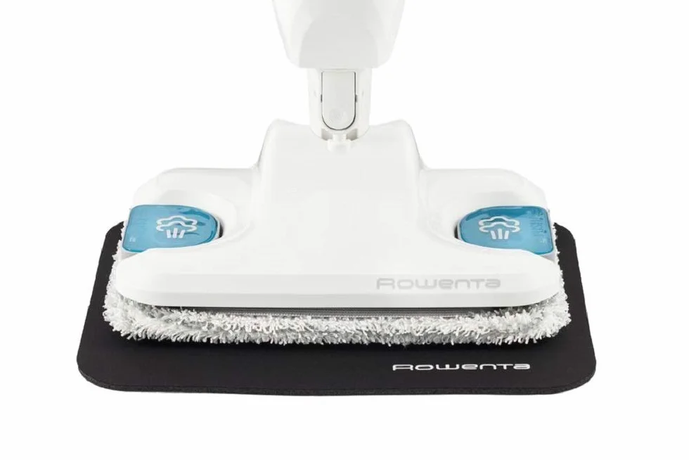 Rowenta Steam Power RY6557WH - Escoba de vapor con mopa para suelos duros, 3 ajustes y cepillo para suciedad incrustada, sistema antical y fácil de almacenar, elimina el 99 % de gérmenes, fácil uso