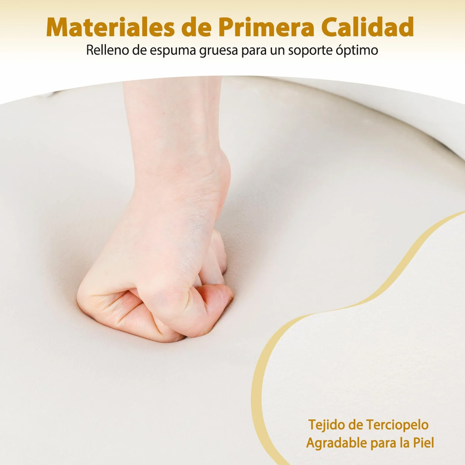 GIANTEX Silla para Tocador, Taburete de Maquillaje con Respaldo, Silla Acolchada de Terciopelo con Patas de Madera de Caucho, Sillón Moderno sin Brazos para Dormitorio Vestidor Sala de Estar (Beige)