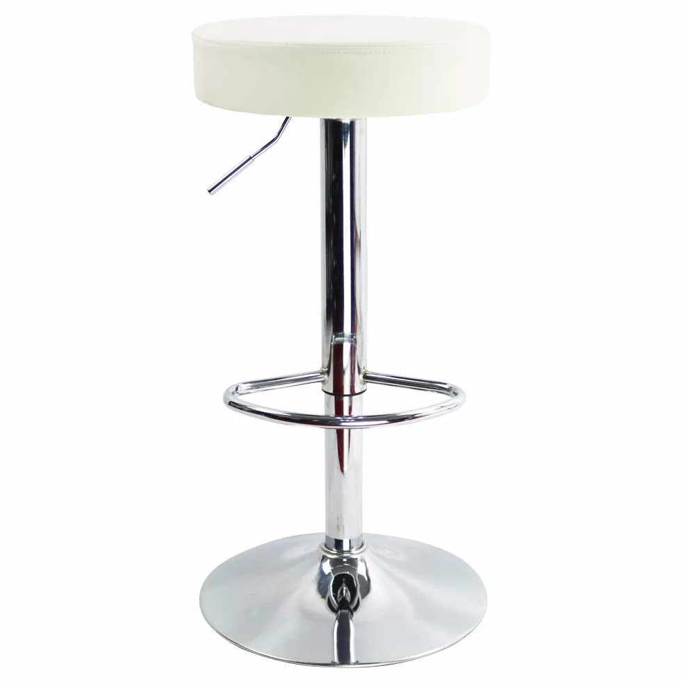 KKTONER Taburete de Bar Regulable en Altura Giratorio Taburete de Trabajo Taburete de Oficina Cuero PU Blanco