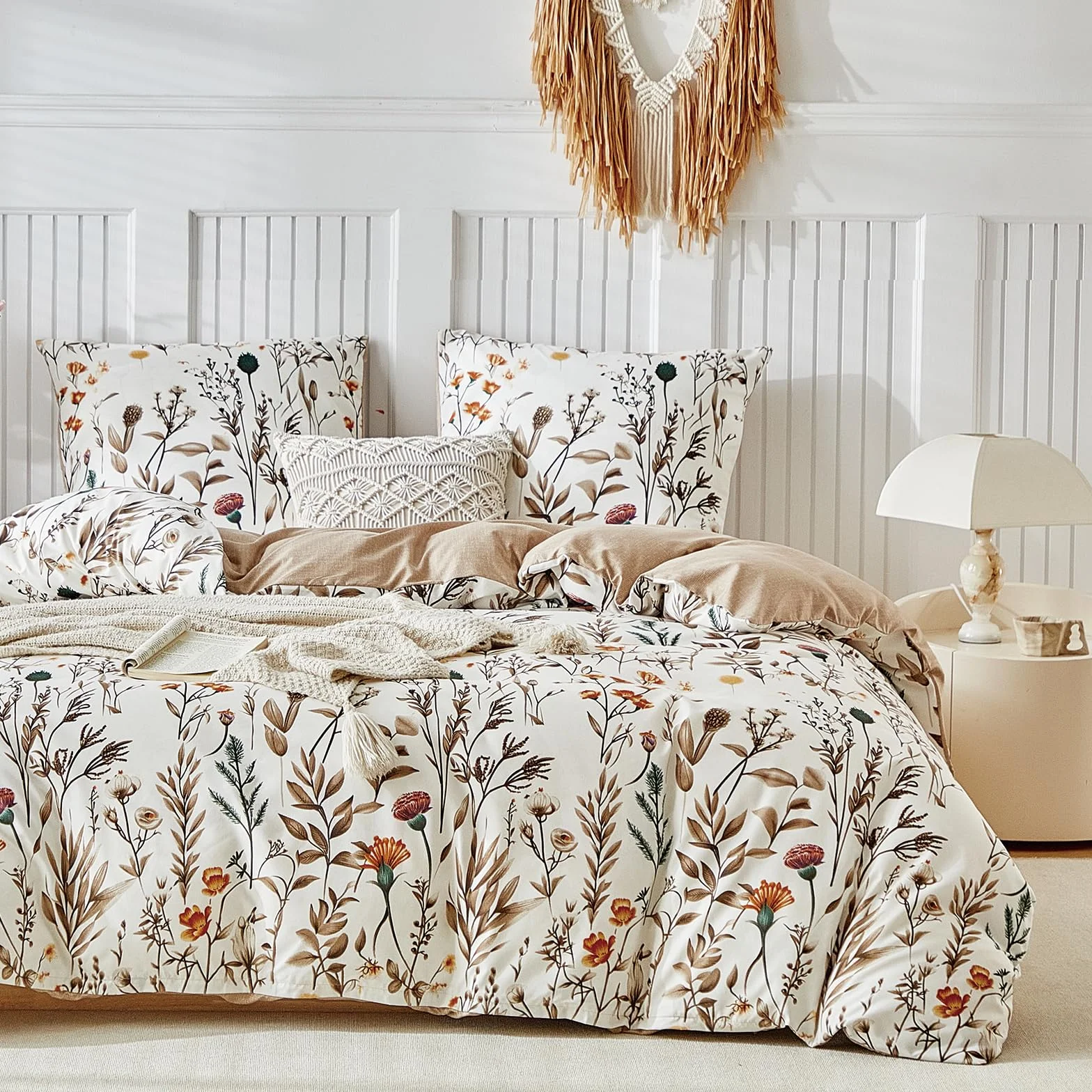 TTCM Funda Nordica Cama 180, Funda Nordica 240 x 260 cm, Incluye 1 Fibra Ultrafina con Estampado Floral Funda Nórdica 240x260 cm + 2 Funda Almohada 65x65 cm, con Cremallera