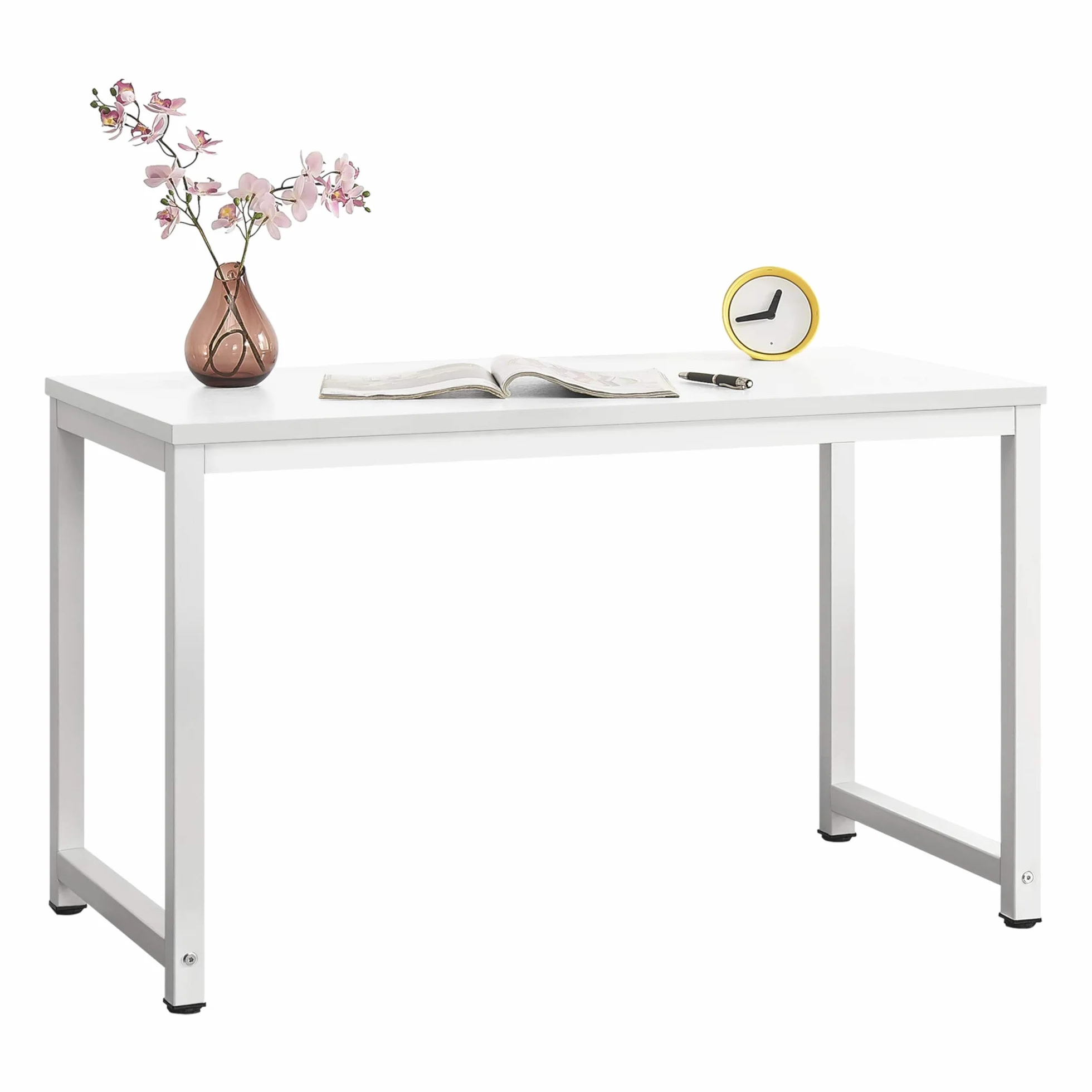 [en.casa] Mesa Escritorio Herning Escritorio de Ordenador PC 75 x 120 x 60 cm Mesa de Oficina Mesa para Jóvenes para Estudiar Blanco