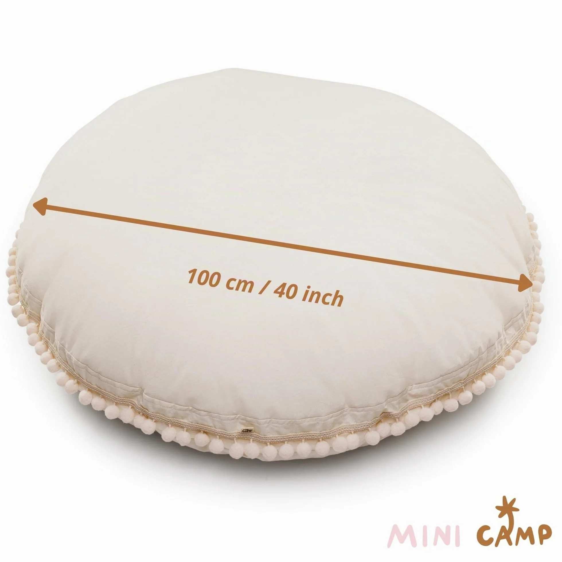 MINICAMP Cojines Grandes para Niños - Puff Ultra Esponjoso c/Relleno y Funda Lavable - Bonito Sofá Suelo, Cojín de Lectura p/Niños y Adolescentes - 100% Algodón - 100 cm Ancho! (Beige)