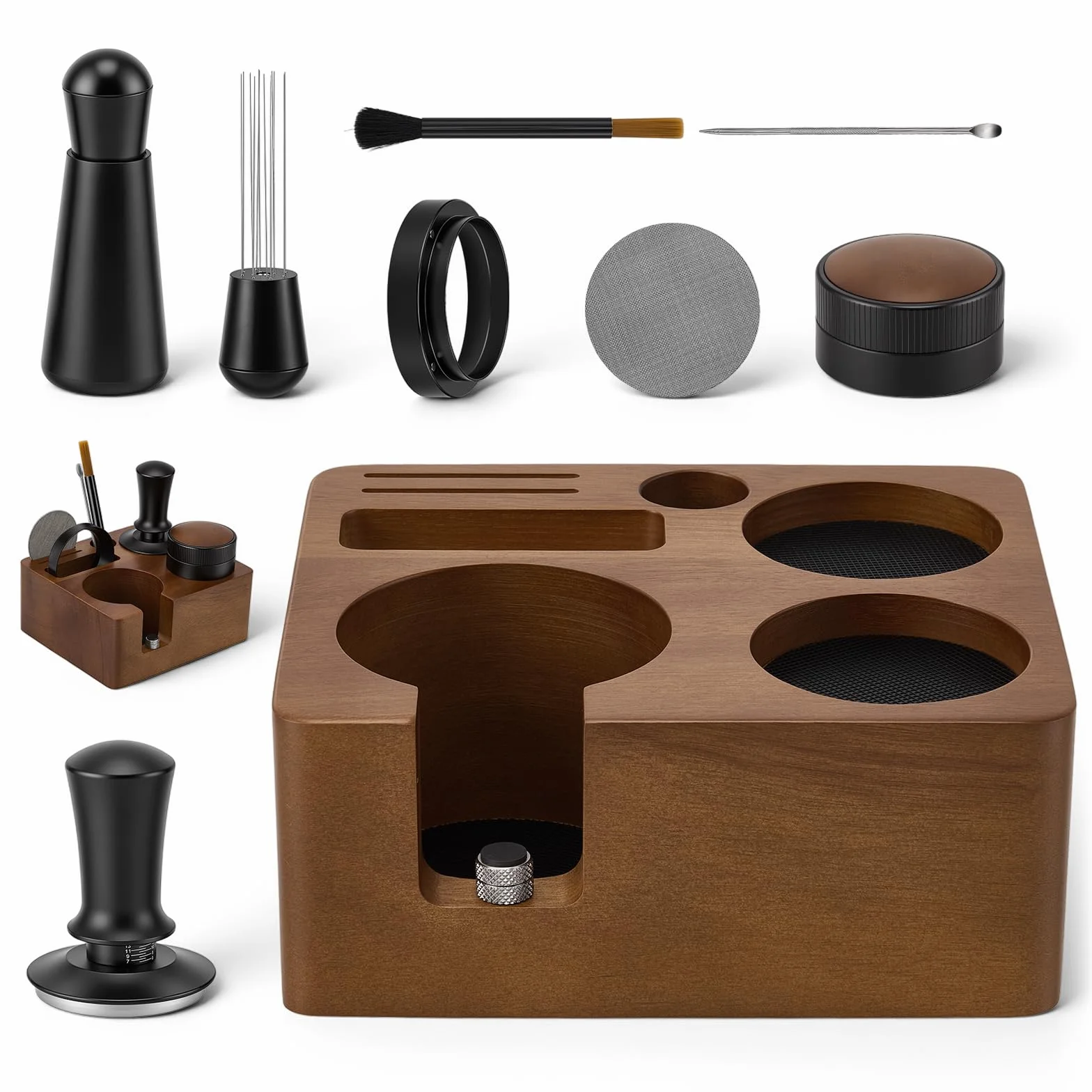 Kit Barista 9 Piezas, Tamper de Café de 51mm, Accesorios de Espresso | Barista Accesorios Cafetera con Tamper, Distribuidor, WDT Tool, para Máquina Espresso Portafiltro