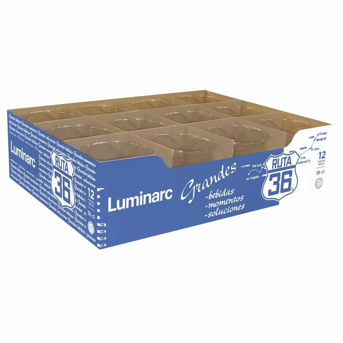 Luminarc Ruta Vaso Alto Vidrio 36cl Sodo Frigorífico Reciclable