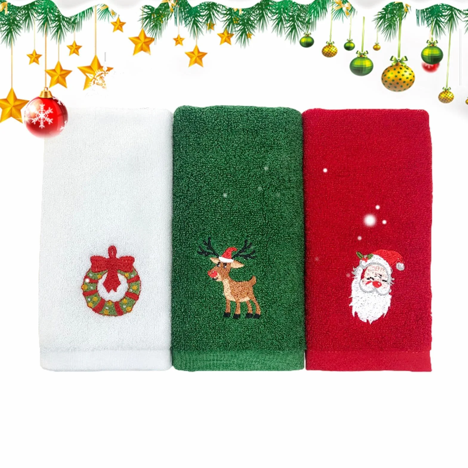 Toallas de mano Navidad algodón absorbente 32x45 cm set 3 piezas