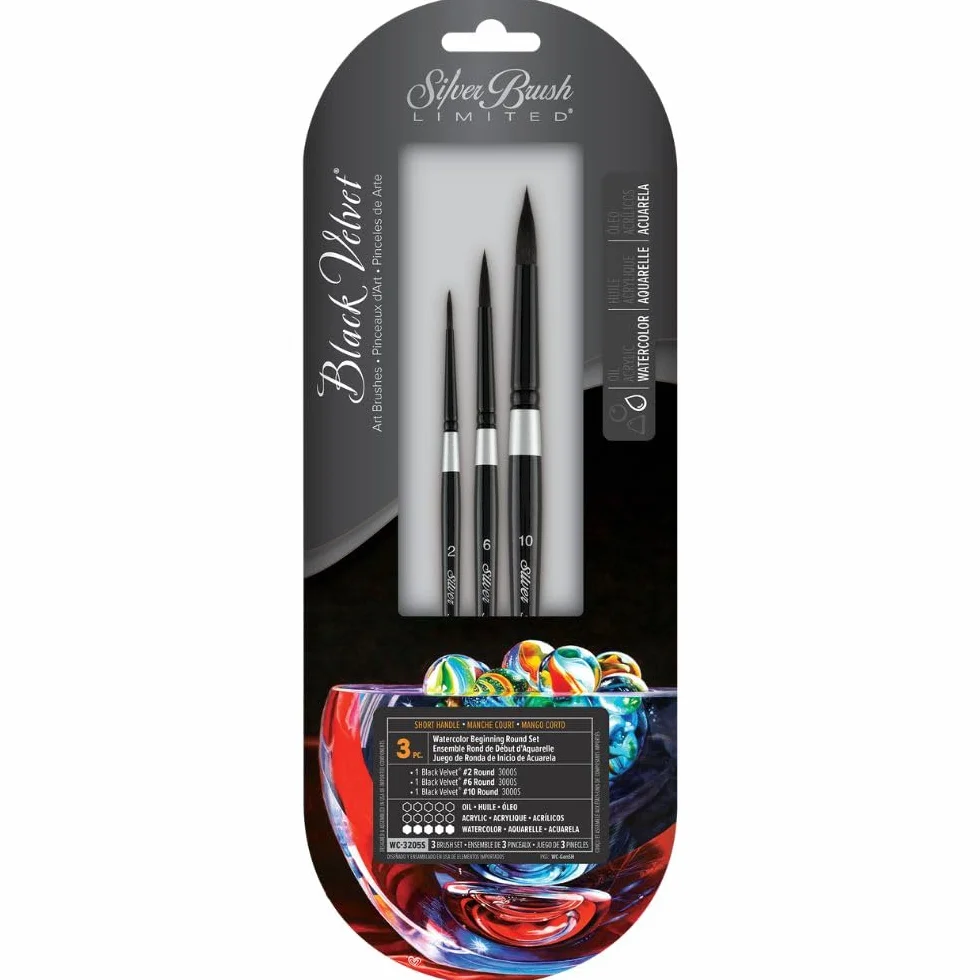 Black Velvet® - Juego de 3 piezas (redondas, tamaño 2, 6, 10)