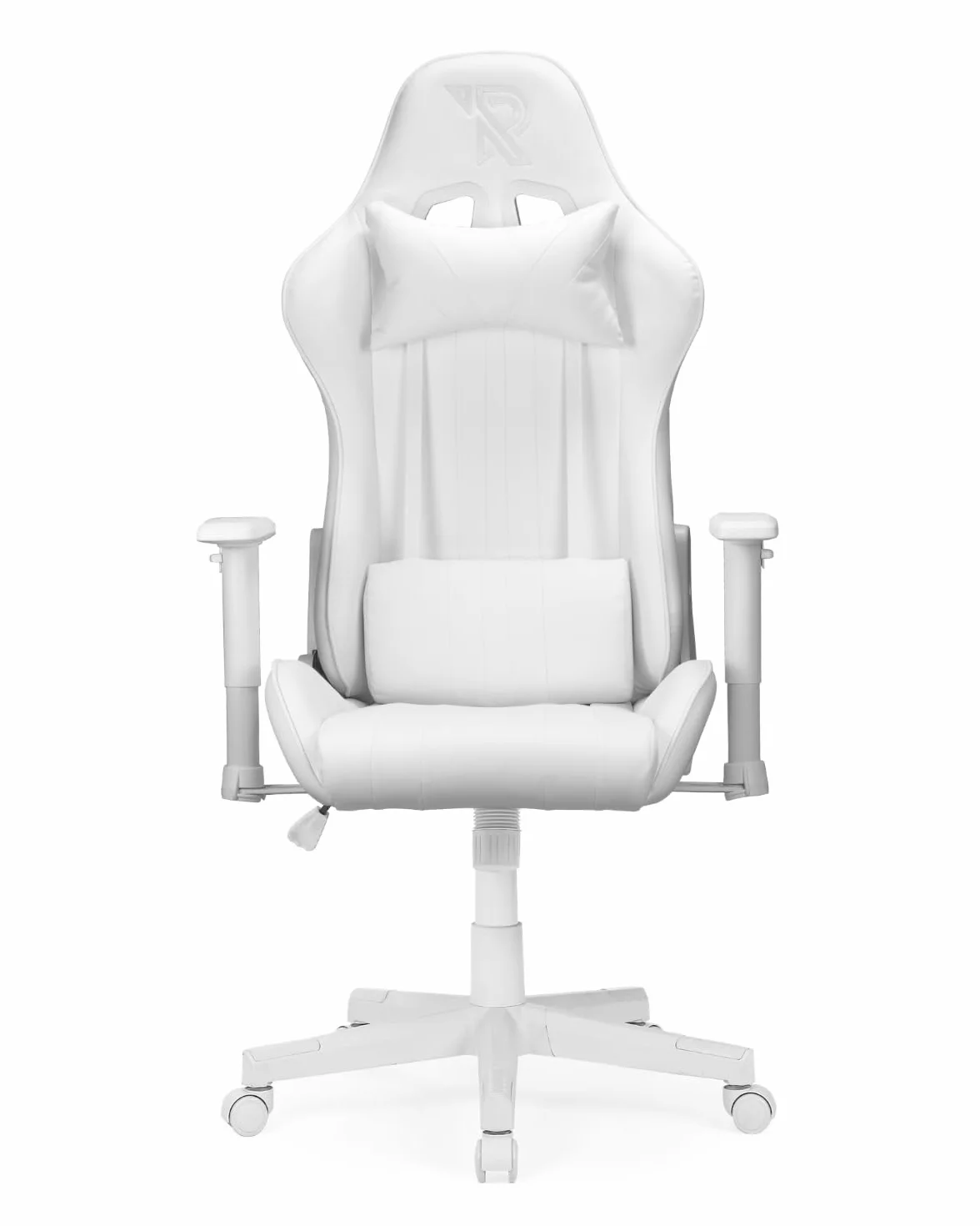 Felix Original Silla Gaming Ergonómica con Cojines Lumbar y Cervical, Reclinable, Reposabrazos 2D, Diseño Racing, Cuero Sintético Resistente, Ideal para Esports y Oficina, Blanco