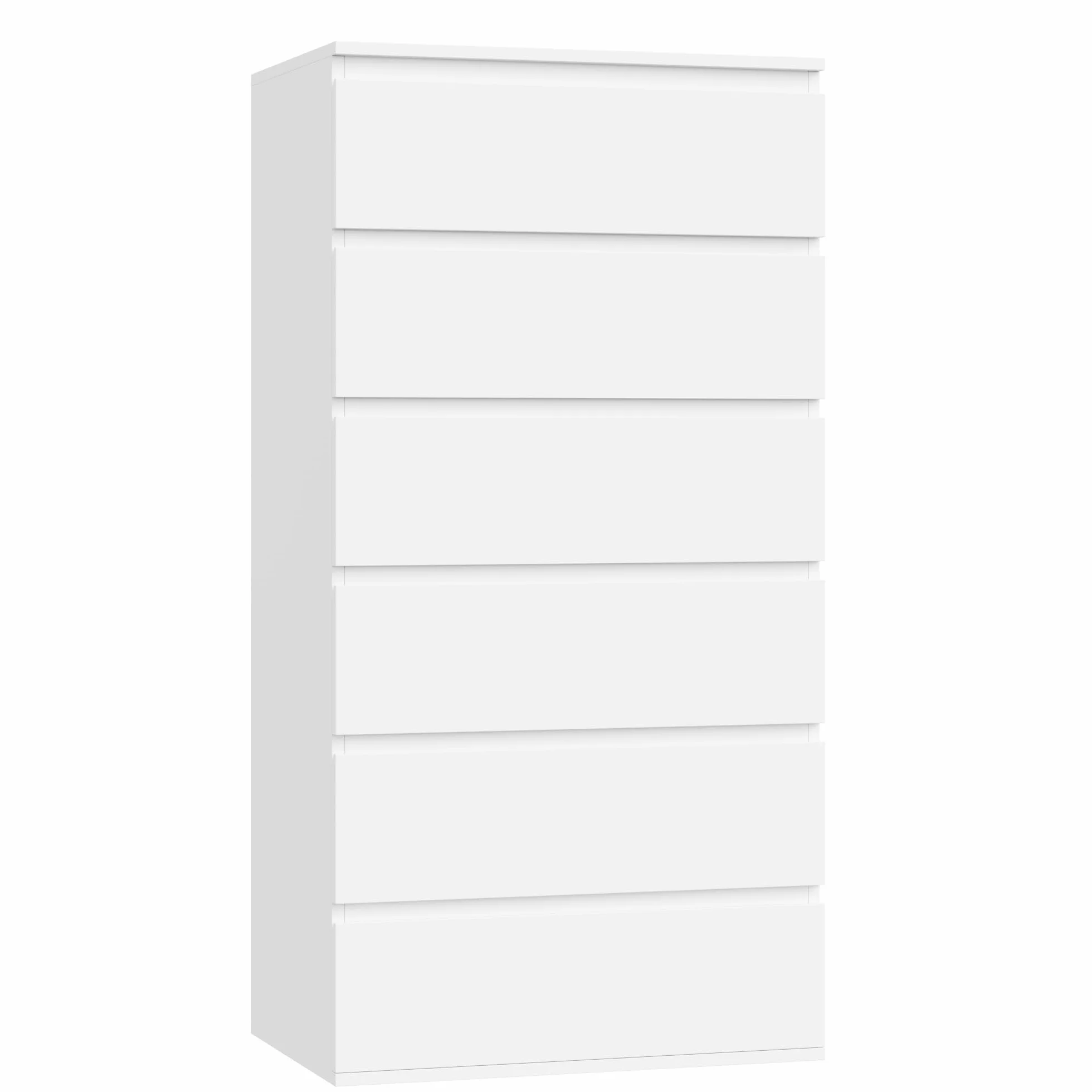 FOREHILL Cómoda Dormitorio, Cómodas y Cajoneras, Cajonera con 6 Cajones Blanco, Sinfonier Dormitorio Alto, Mueble Almacenaje para Dormitorio, Salón, Madera 60x40x119cm