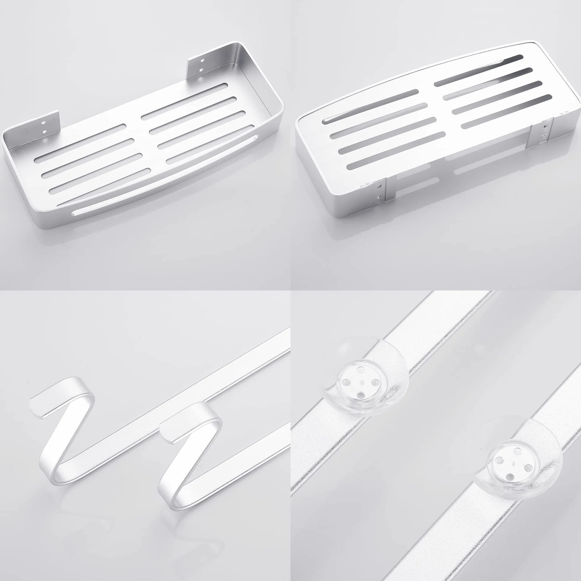 Organizador de ducha para baño, organizador de ducha para colgar sobre la puerta, estante de ducha de aluminio a prueba de óxido, estante de cesta con gancho(Plateado)