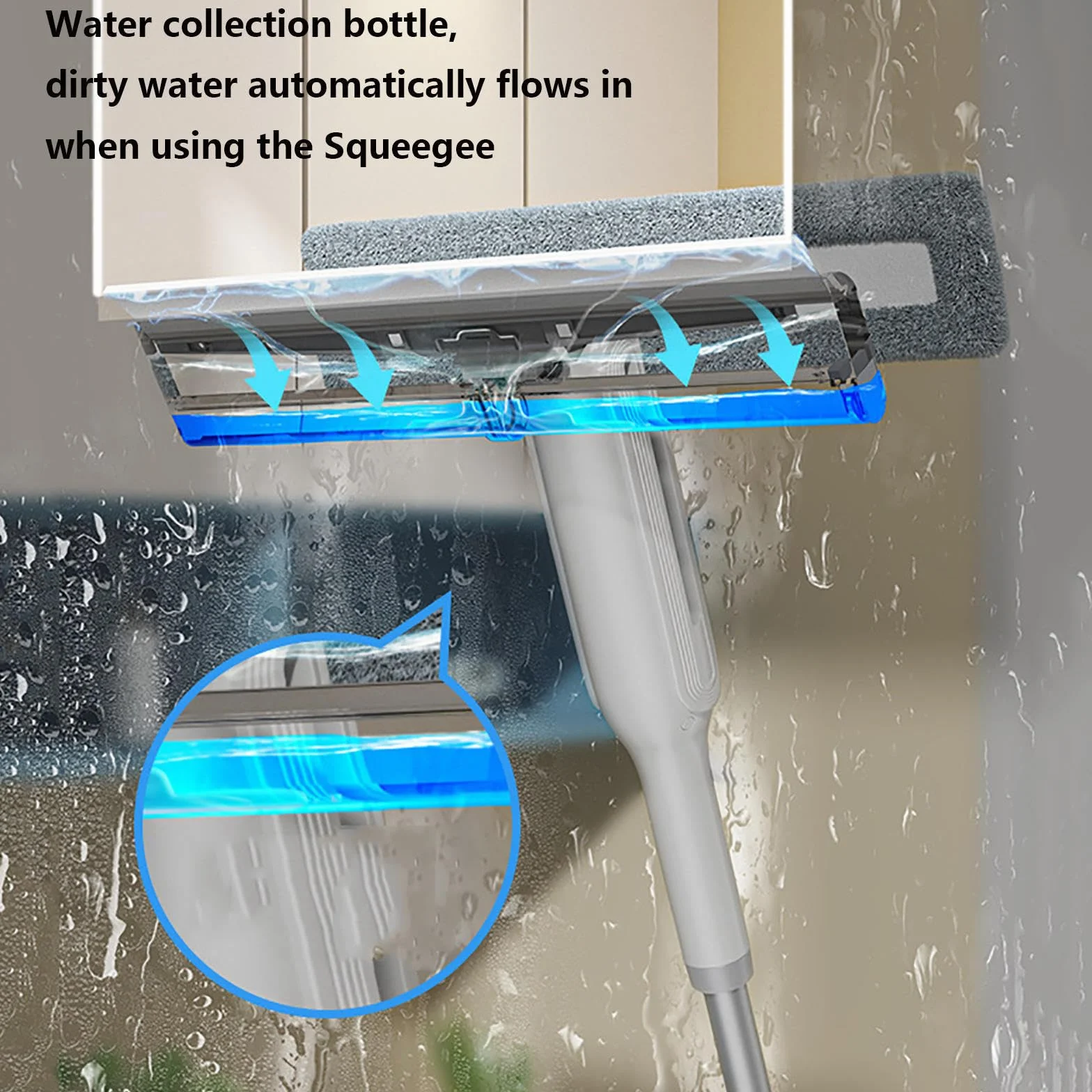 4 en 1 Spray Limpiacristales Coche con Colector De Aguas Residuales Y 3 Paños Microfibra, Limpiacristales con Varilla De Extensión para Ventanas Altas Interiores/Exteriores