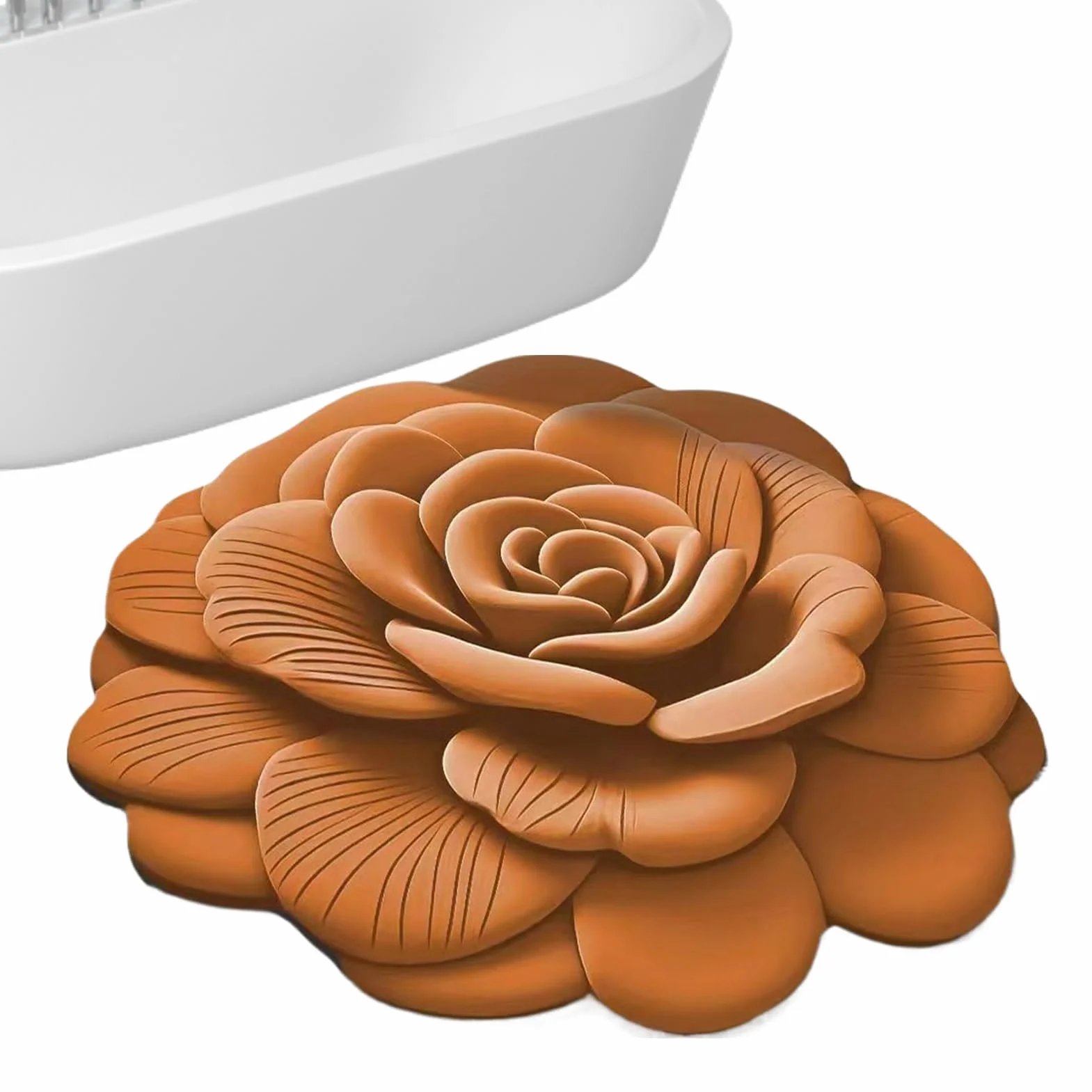 Alfombra De Baño Antideslizante De Felpa Suave Estampado Floral 3D | Felpudo Reutilizable para Entrada Pasillos Puertas