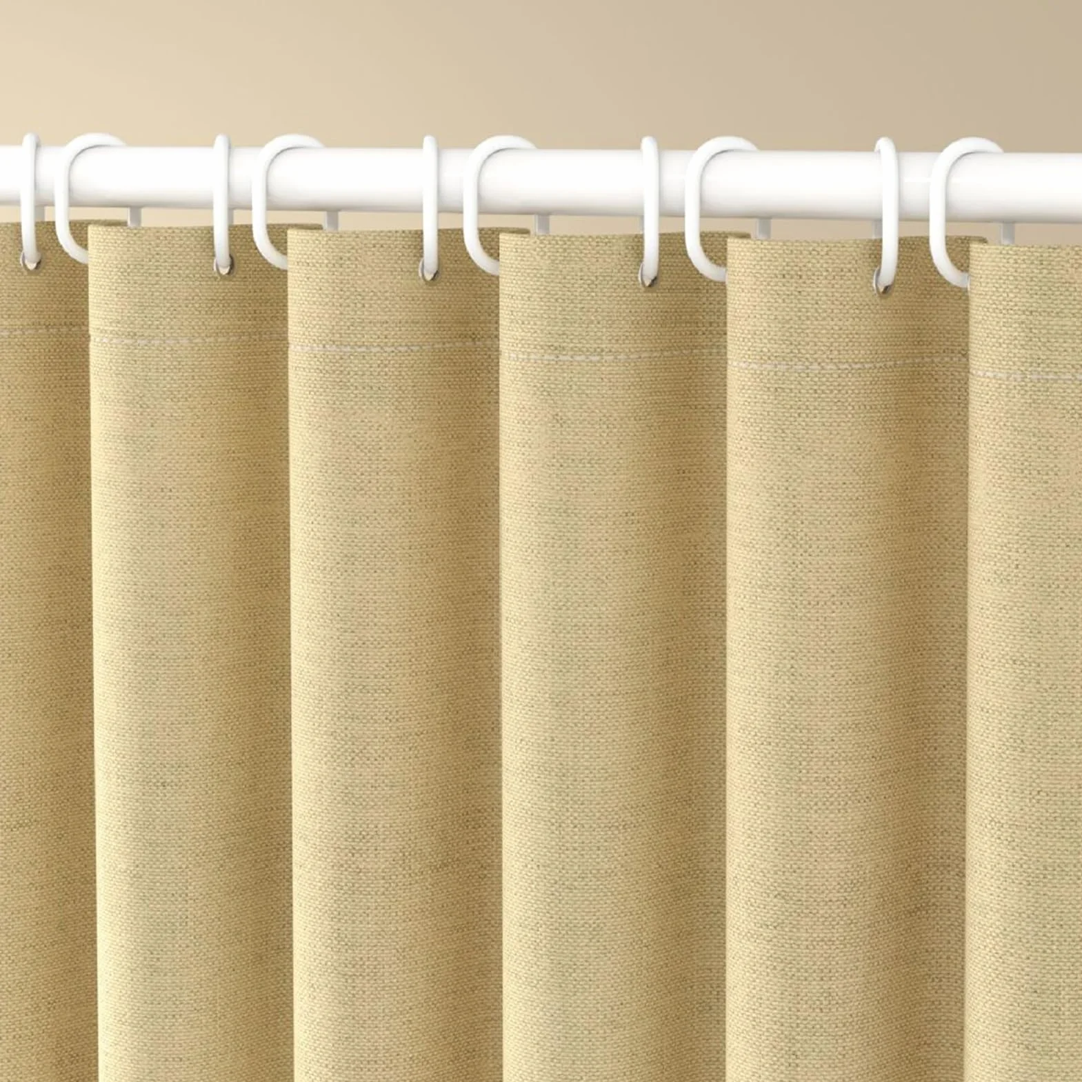 Cortina de ducha impermeable de lino estructurada antimoho tela lavable cortina de ducha para ducha de esquina bañera pequeña beige 80 x 180 cm