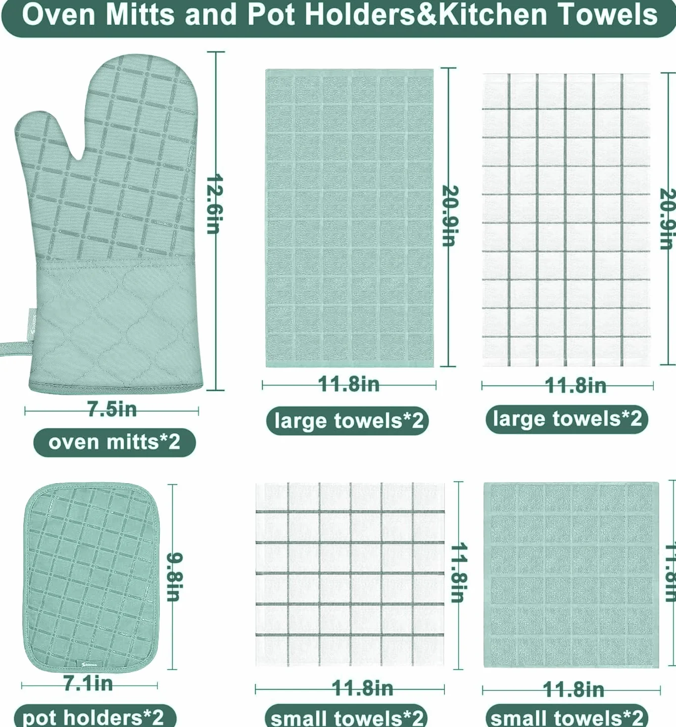 Juego de manoplas de horno para ollas, toallas de cocina y paños de cocina, guantes de cocina, paños de cocina, resistentes al calor a 500 grados, con superficie de silicona antideslizante para