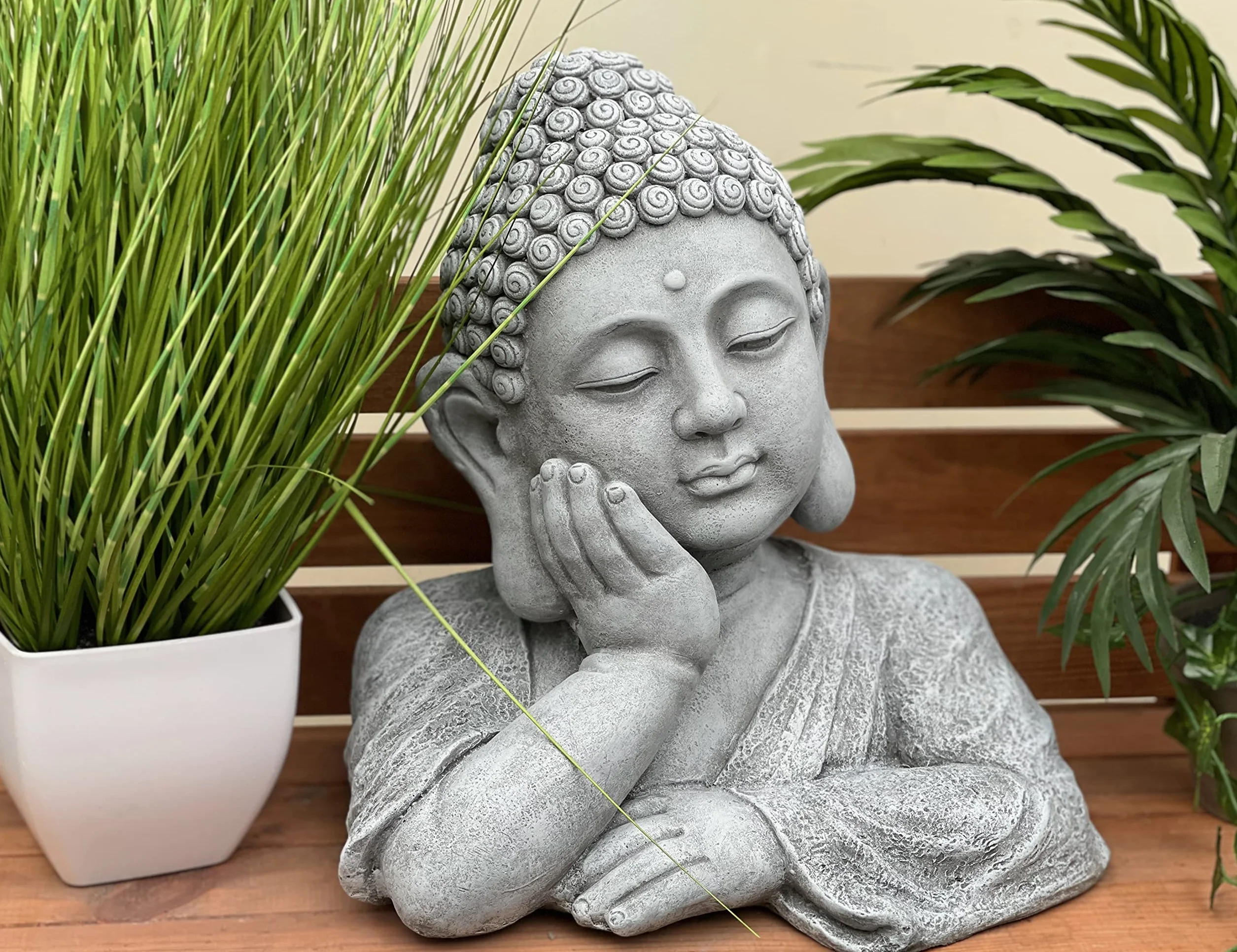 stoneandstyle Buda Shiva Busto XL resistente a las heladas piedra fundida maciza, aprox. 18,6 kg