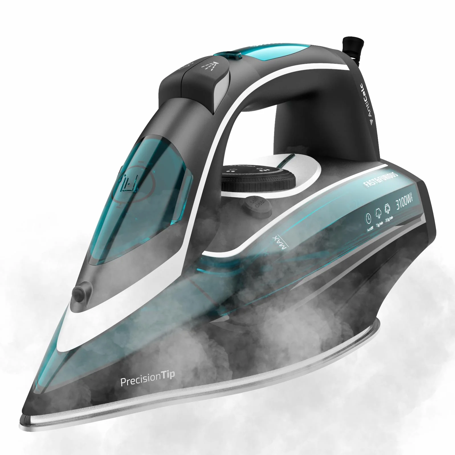 Cecotec Plancha Ropa de Vapor Anodizada Fast&Furious 6050 X-Treme Essential. 3100 W, Bomba de Agua Integrada, Apagado Automático, Vapor Continuo 75g/min, Sensor Táctil de Control del Vapor
