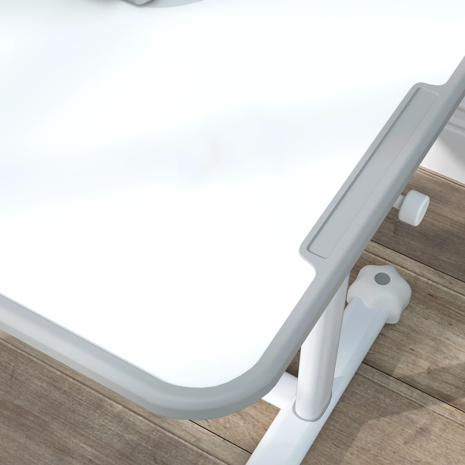 AIYAPLAY Pupitre Infantil Altura Ajustable con Tablero Inclinable, Cajón y Estantes, 80x55x107,5 cm, Gris