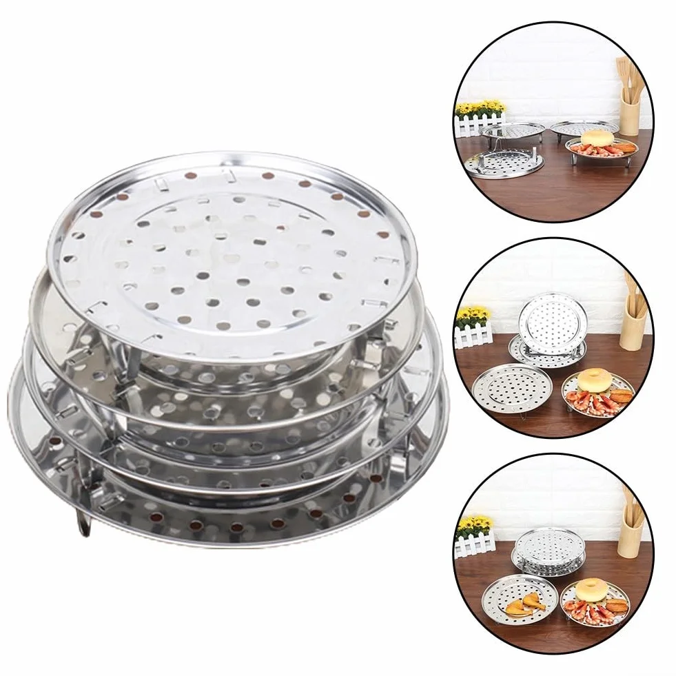 Bandeja de vapor ajustable acero inoxidable 20 cm 3 soportes desmontables para ollas sartenes
