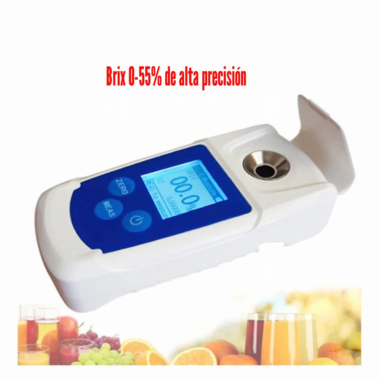 Refractómetro Digital Brix 0-55%, Medidor de Azúcar de Alta Precisión con Calibración Automática, para Frutas, Bebidas y Vino
