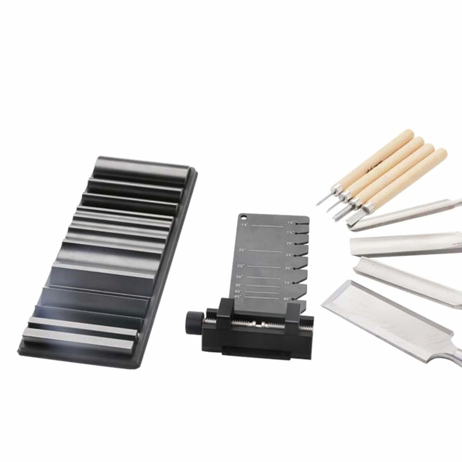Sorandy Juego de Herramientas de Afilado para Carpintería, Herramientas Manuales de Guía para Tallado en Madera con Afilado Preciso y Guía de ángulo Ajustable, Caja de Almacenamiento, Ideal para