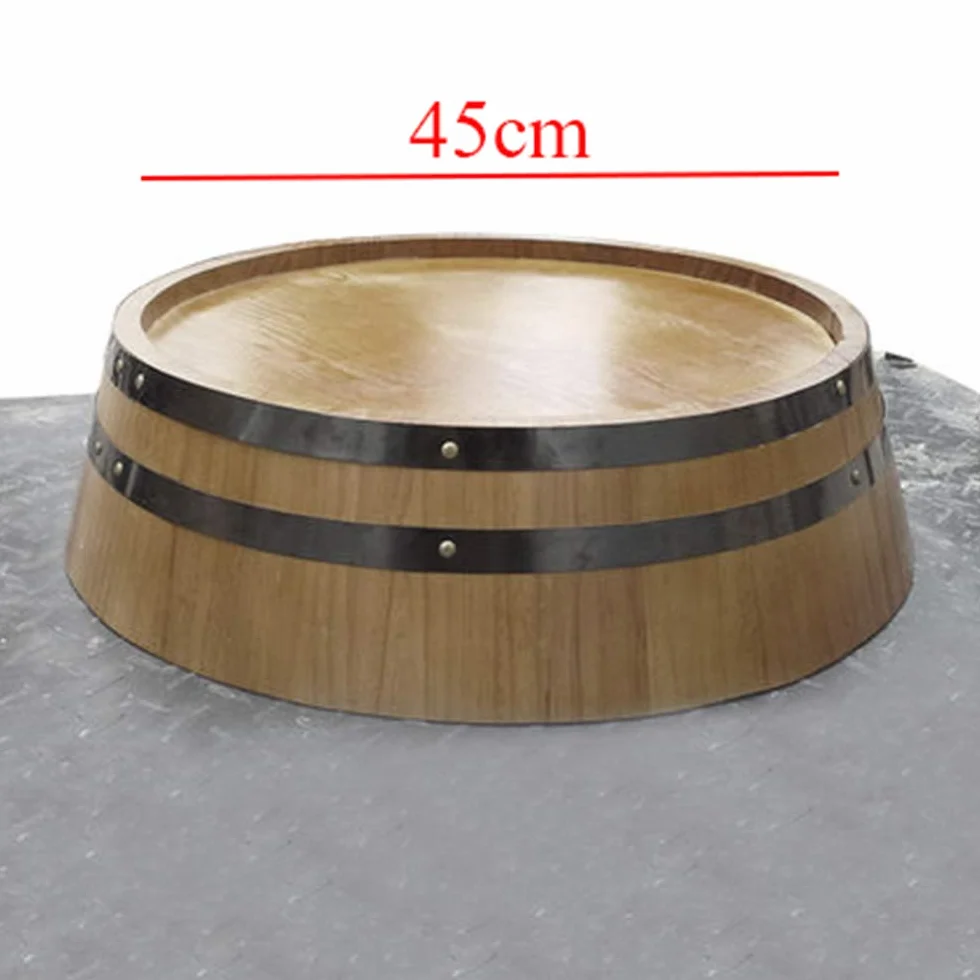 Barril de vino de roble medio barril con tapa y fondo decorado para montaje en pared - Ideal para bar de bodega, accesorios para fotografía de boda | Barril de cerveza de madera maciza