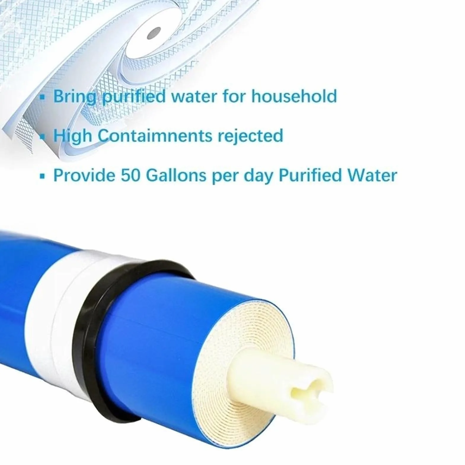 Membrana de ósmosis inversa corta 2010-100 GPD tratamiento, 256 x 47 mm, 10 unidades en el sabor del agua. Fácil instalación