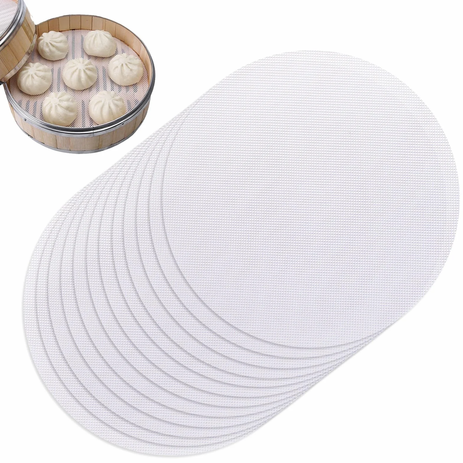 CONNECTION 12 Piezas Vapor Malla Silicona 25 cm Estera de Vapor Reutilizable Antiadherente para Cestas