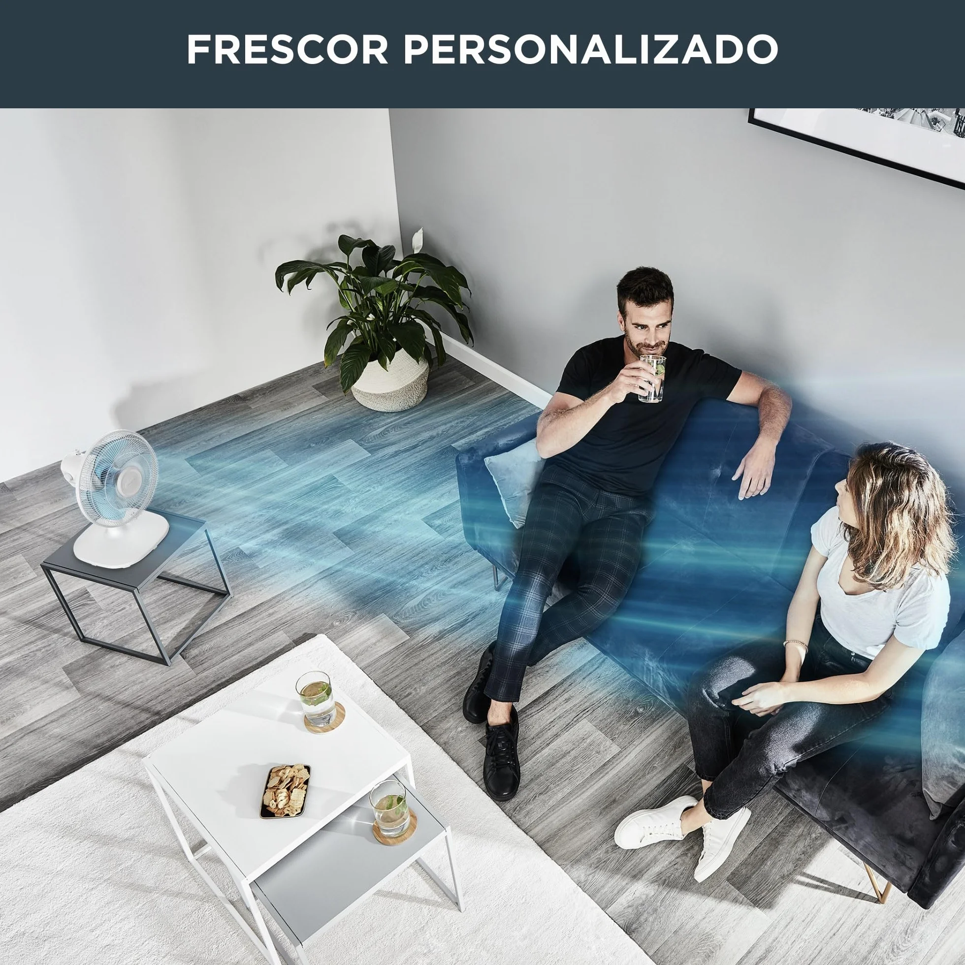 Rowenta Essential+ Ventilador de Mesa Silencioso - Oscilación Automática, 3 Velocidades, Flujo de Aire 34 m³/min, Nivel Sonoro 40 dB, Bajo Consumo, 30 cm, Compacto, Blanco (Reacondicionado)