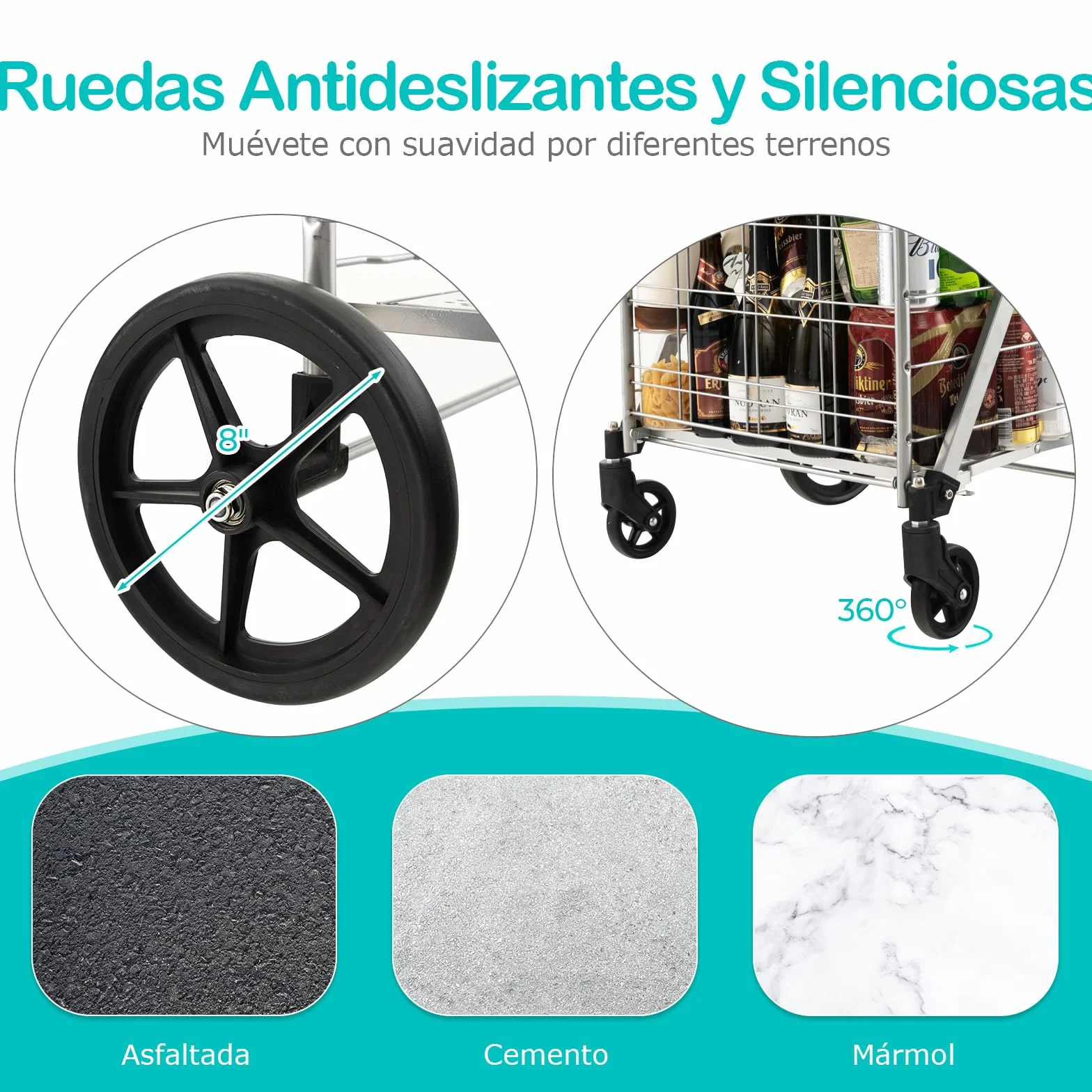 GOPLUS Carro de la Compra Plegable 126L, Carrito Compra Portátil Grande con Ruedas Universales y 2 cestas, Bolsa Impermeable Extraíble, Carga Máxima 150KG, Ideal para Lavandería Equipaje, Plateado