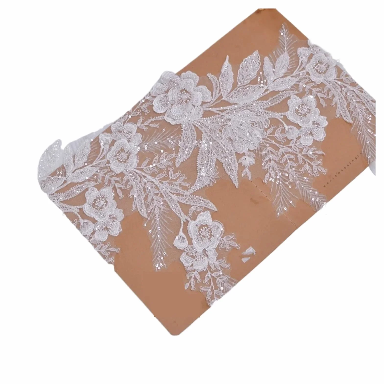 Apliques de Encaje Floral Apliques de encaje bordado con cuentas, 1 yarda, for vestidos novia, apliques diamantes imitación, Parches bordados, Ropa(Color 2)