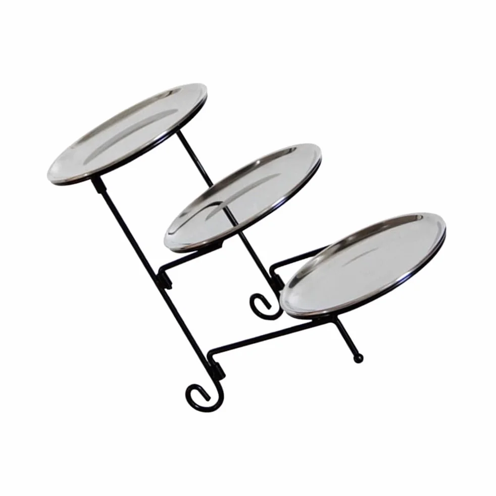 Soporte para tartas de tres niveles, exhibición de postres de acero inoxidable para cupcakes, y servir mesa baja, vajilla elegante para el hogar, fiestas y eventos