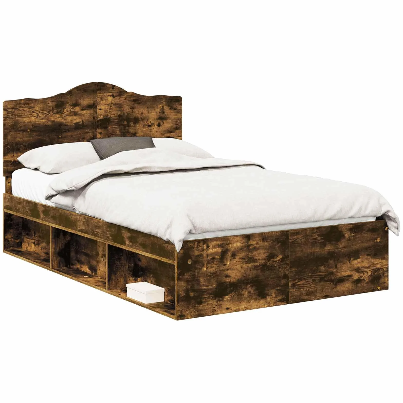 vidaXL Estructura de Cama con cabecera Roble Ahumado 120 x 200 cm