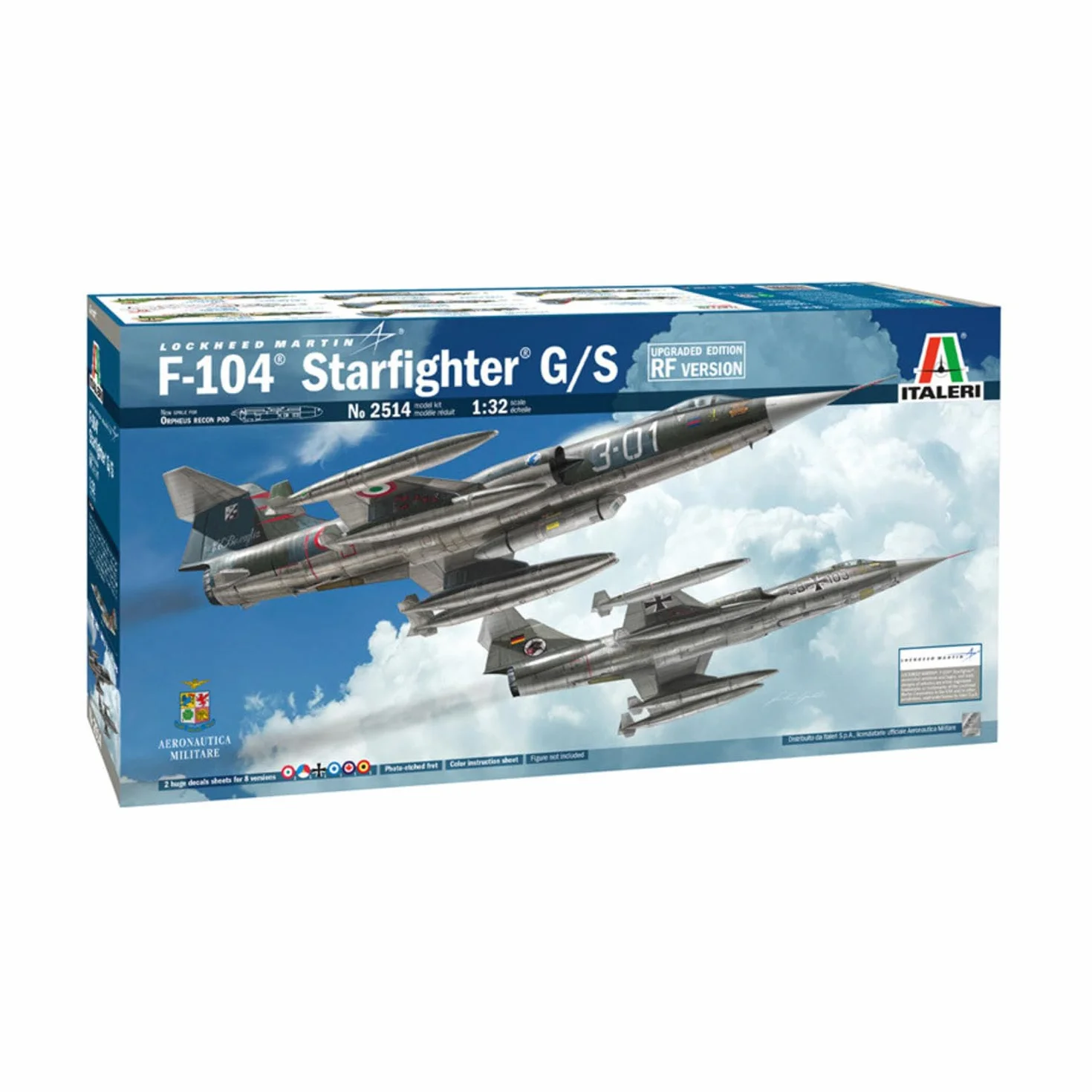 Italeri 2514S 2514S-1:32 F-104G/S-RF-104G - Maqueta de Caza Estelar (montada, Montaje de Modelos, Manualidades, aficiones, Pegamento, Kit de Montaje de plástico, sin lacar)