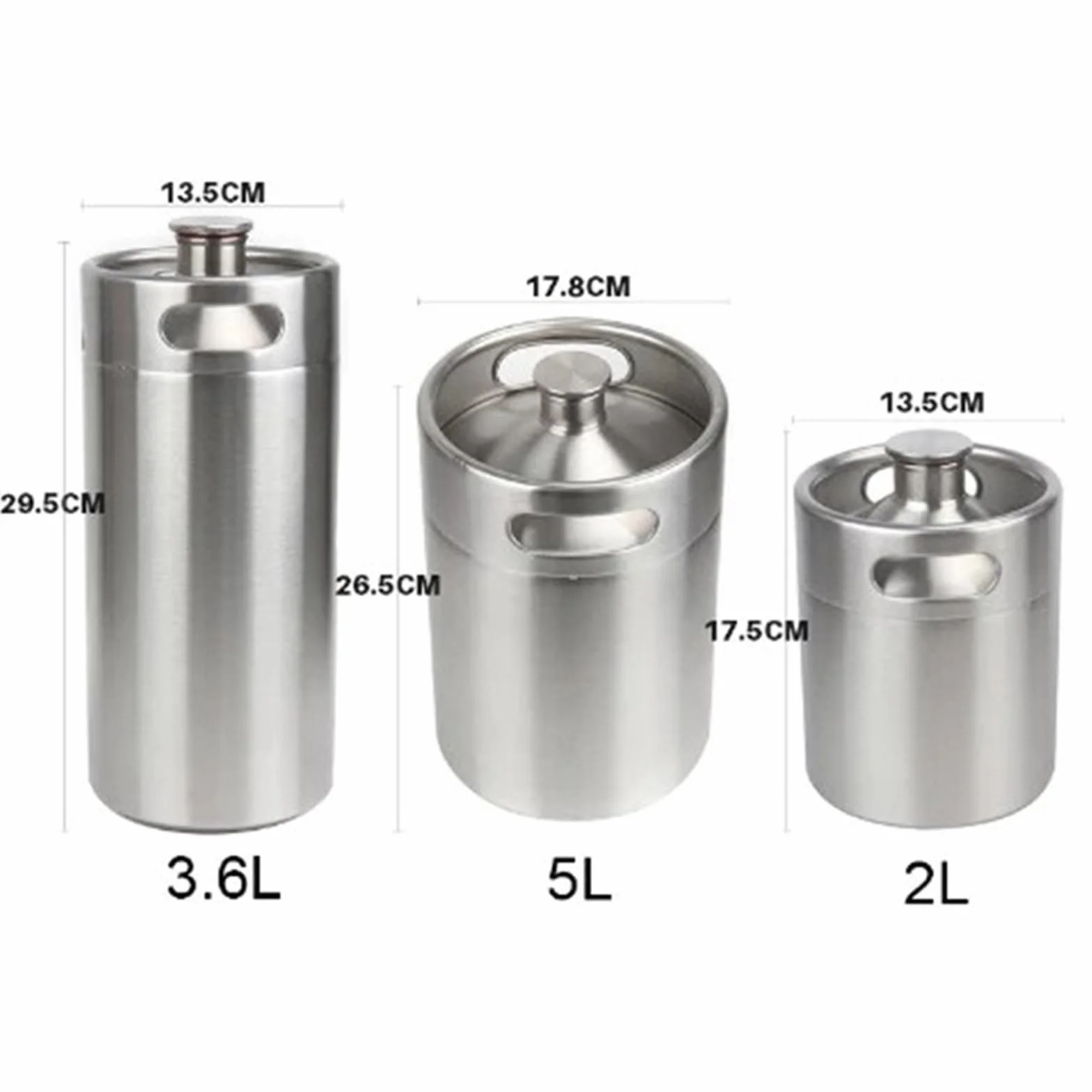 Cerveza elaborada Kit Cerveza Barril de Cerveza de 2 l/4 l/5 l con Asas Dobles para Hacer en el hogar Utensilios para la Cena de Camping(2L)