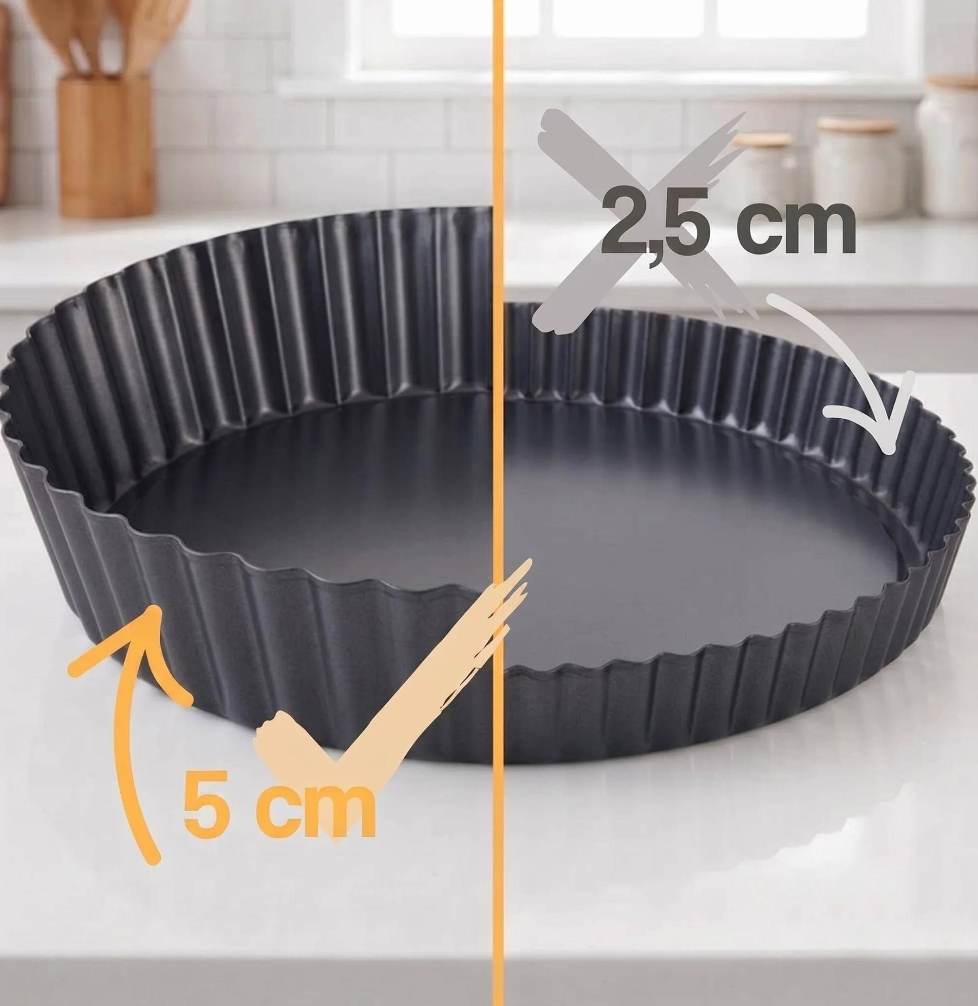 MGE Set 3 Quiche Moldes Desmontables Antiadherentes 20 24 28 cm Tartas