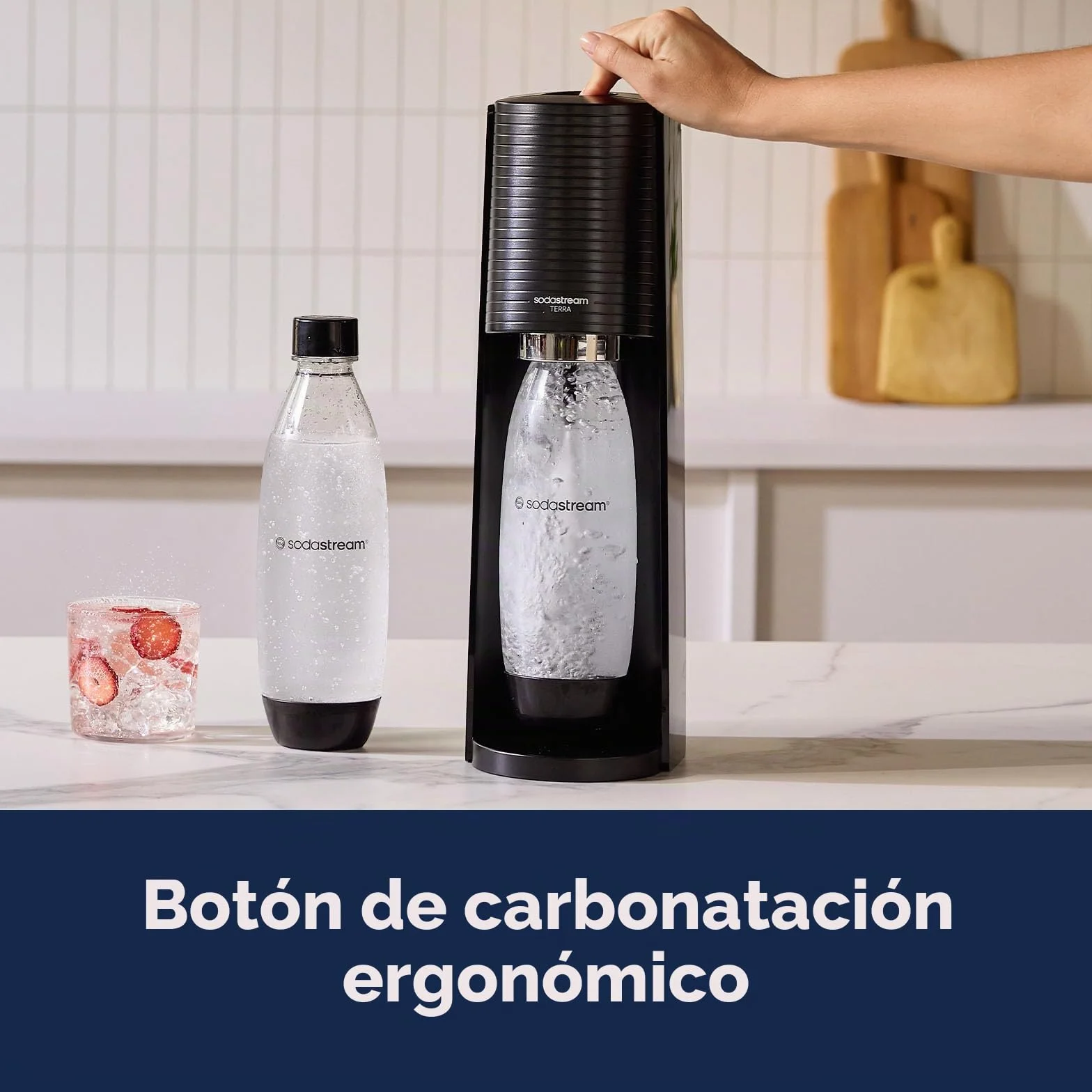 SodaStream Terra - Máquina de agua con gas (negro) con botella de CO2 y DWS