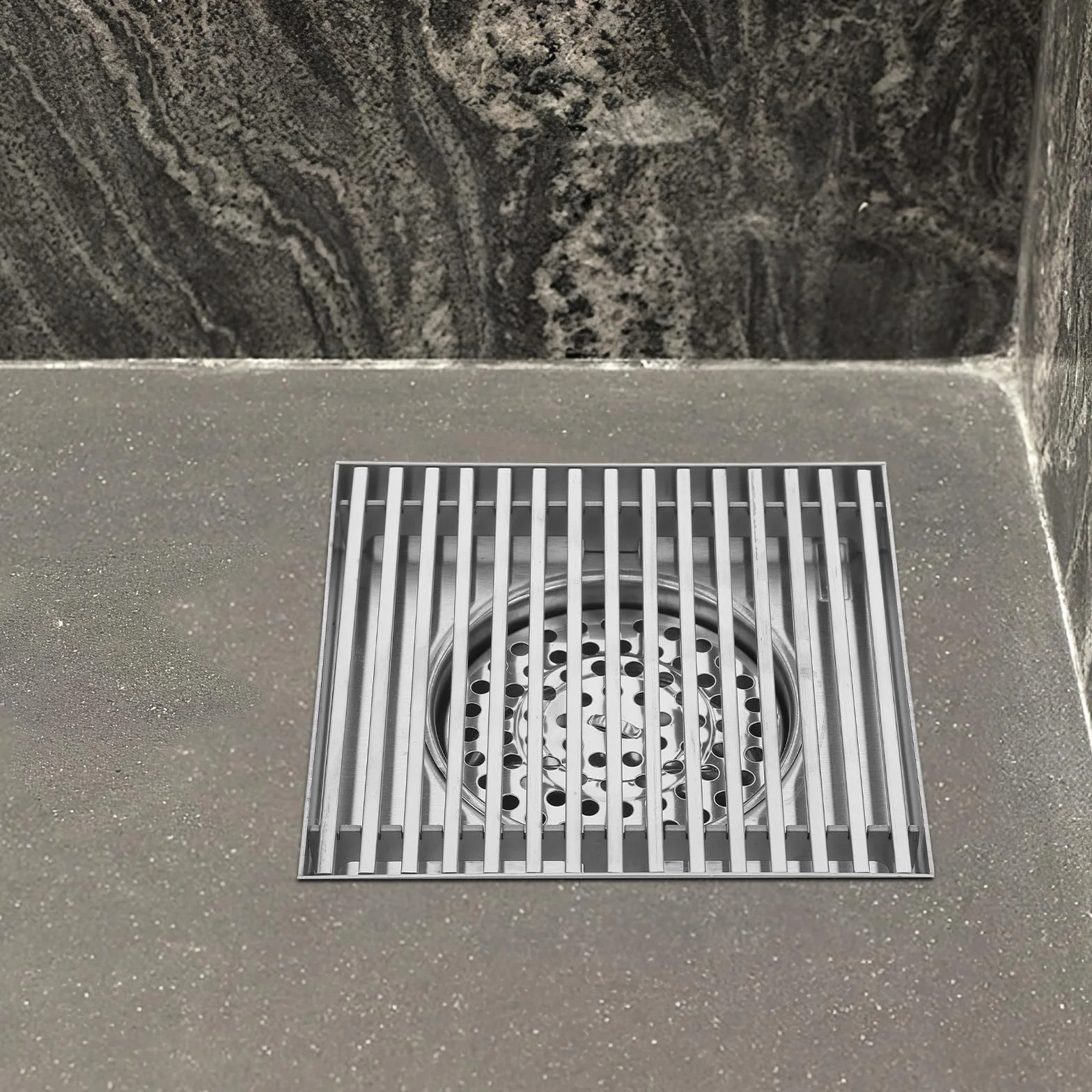Cubierta de Rejilla de Drenaje Pluvial Cuadrada de Acero Inoxidable 304 | Reemplazo para Patio y Jardín, Diseño de Barras Sólidas, Color Plata, Ayuda a Evitar Obstrucciones