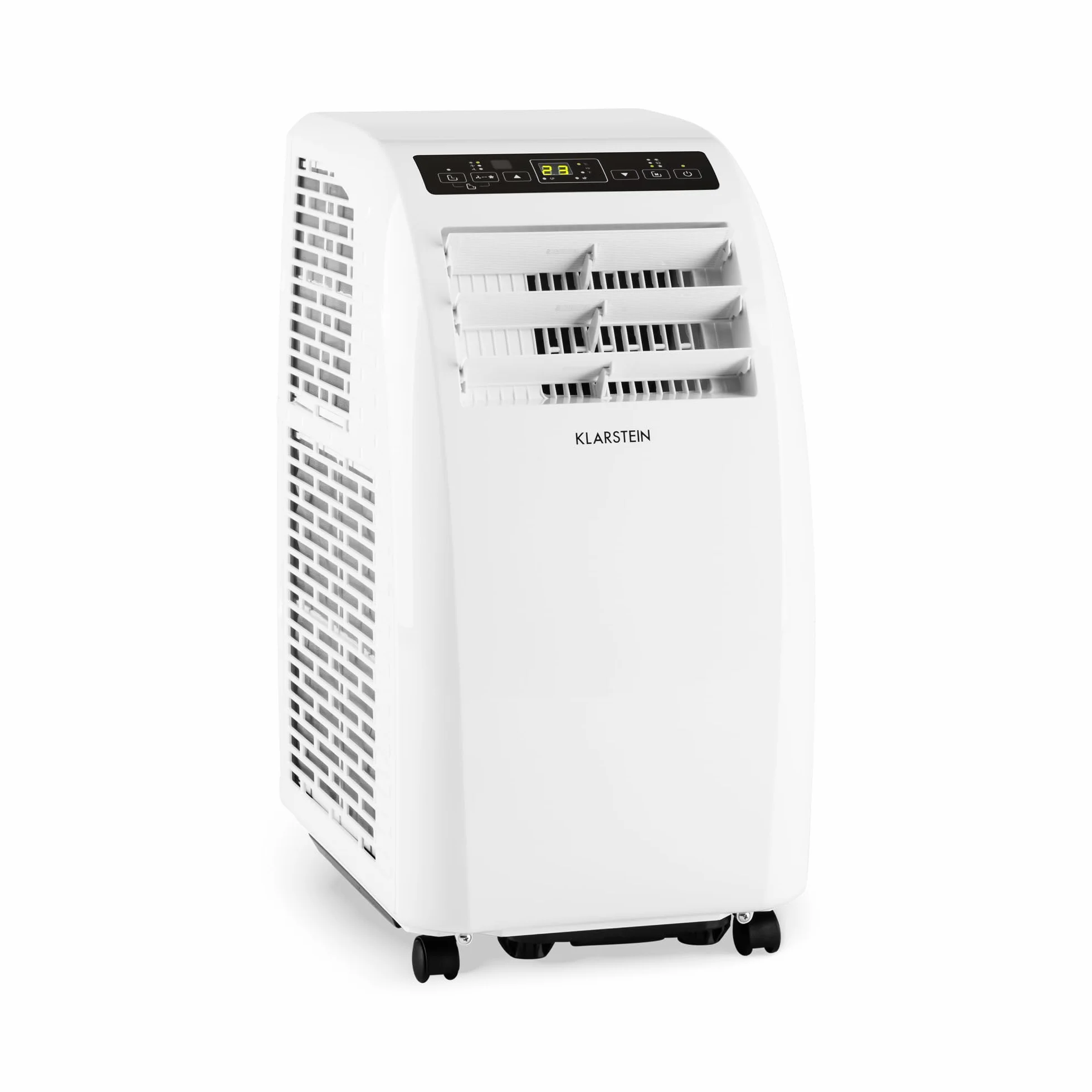 Klarstein Aire Acondicionado Portatil y Silencioso, 4 en 1 Climatizador de Aire para Casas y Oficinas, con Modo Noche, Deshumidificador y Ventilador, Aires Acondicionados Bajo Consumo 10,000 BTU